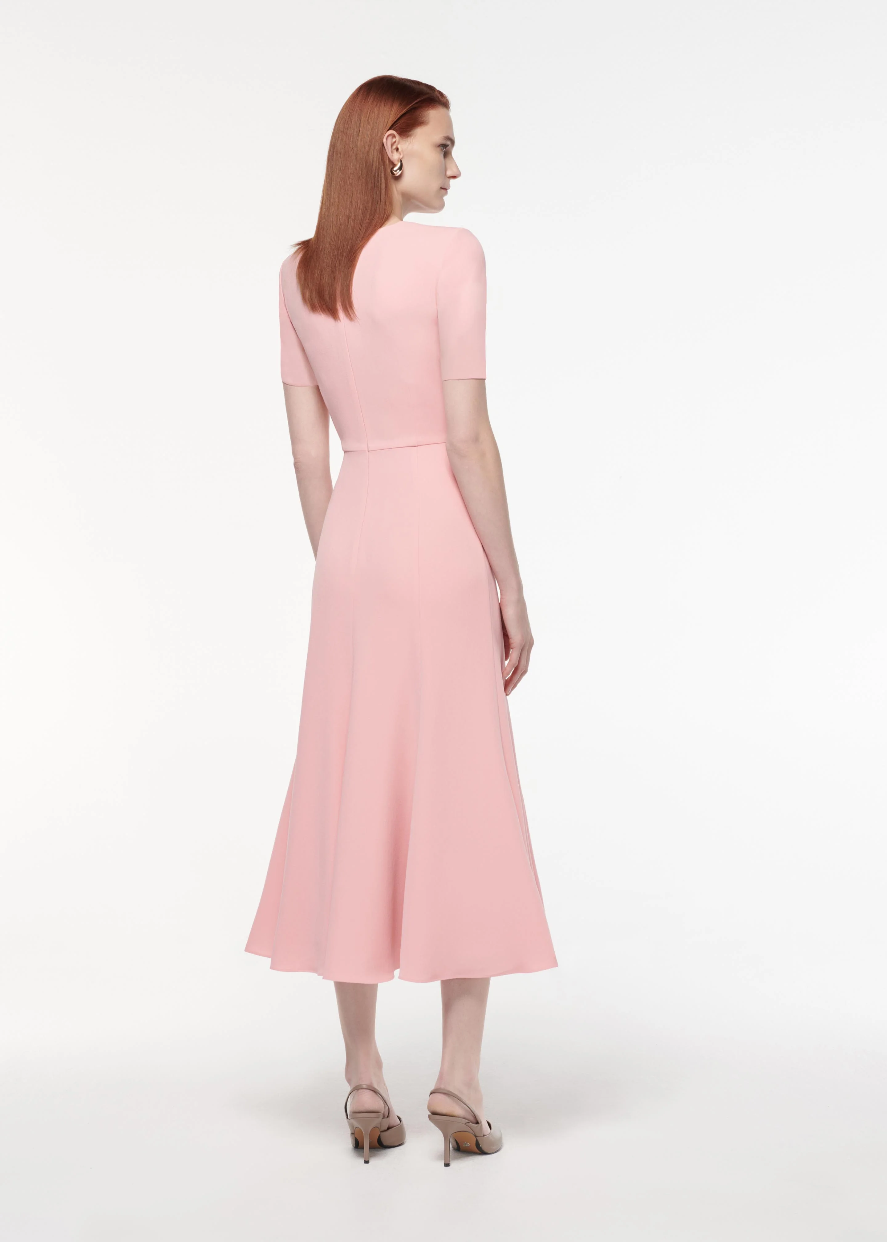 Short Sleeve Light Cady Midi Dress - Image 3