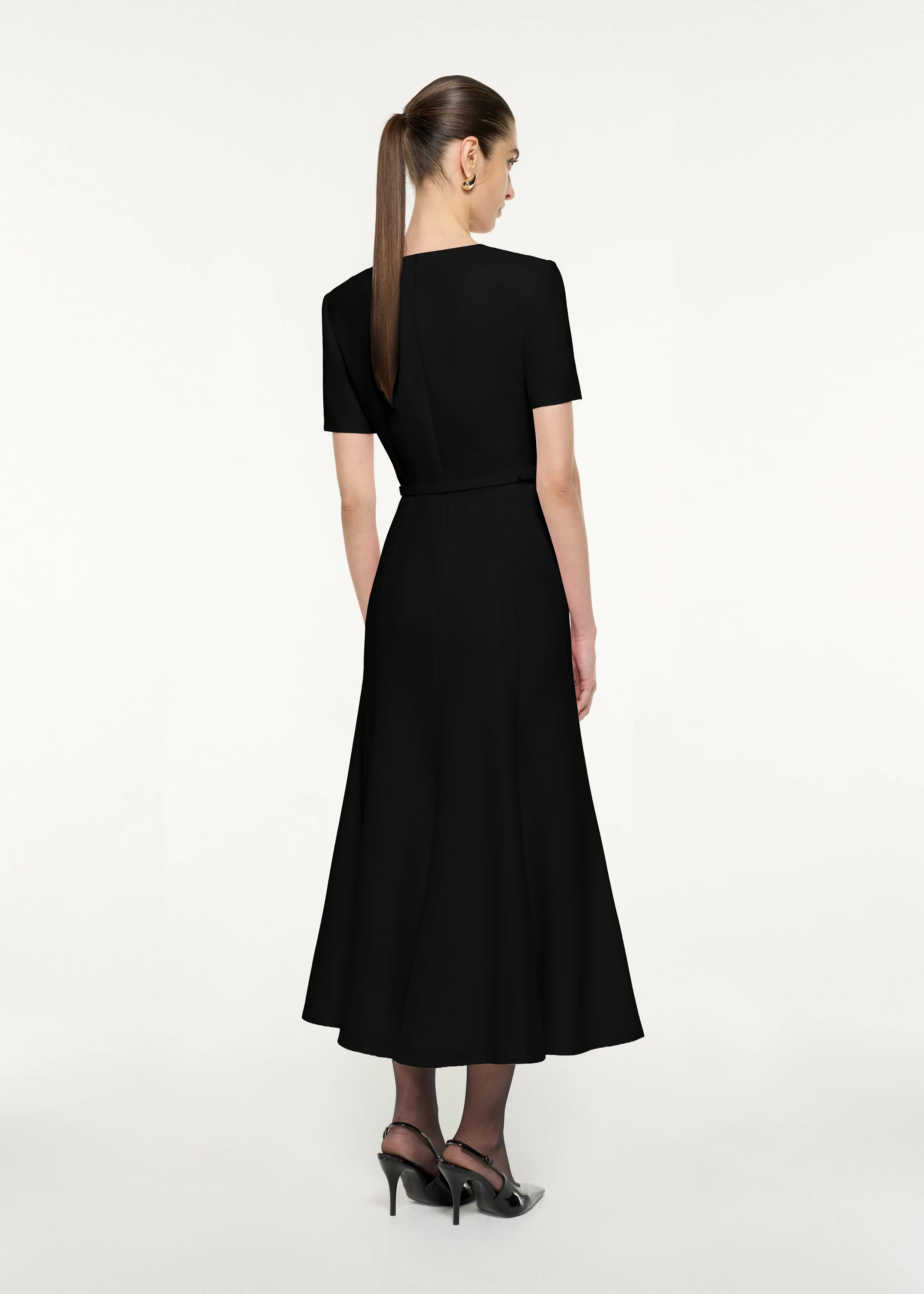 Short Sleeve Twist Drape Midi Dress - Image 3