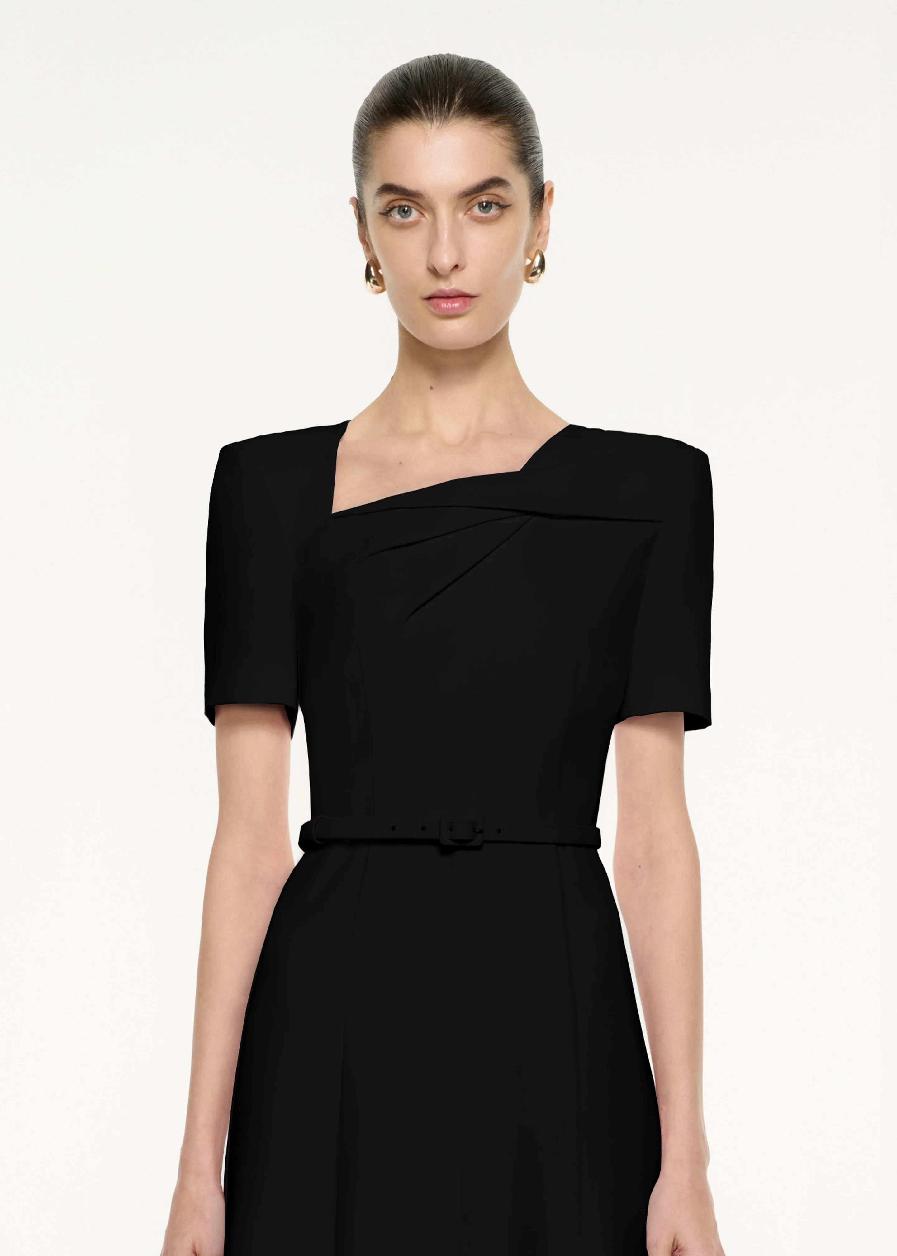 Short Sleeve Twist Drape Midi Dress - Image 4