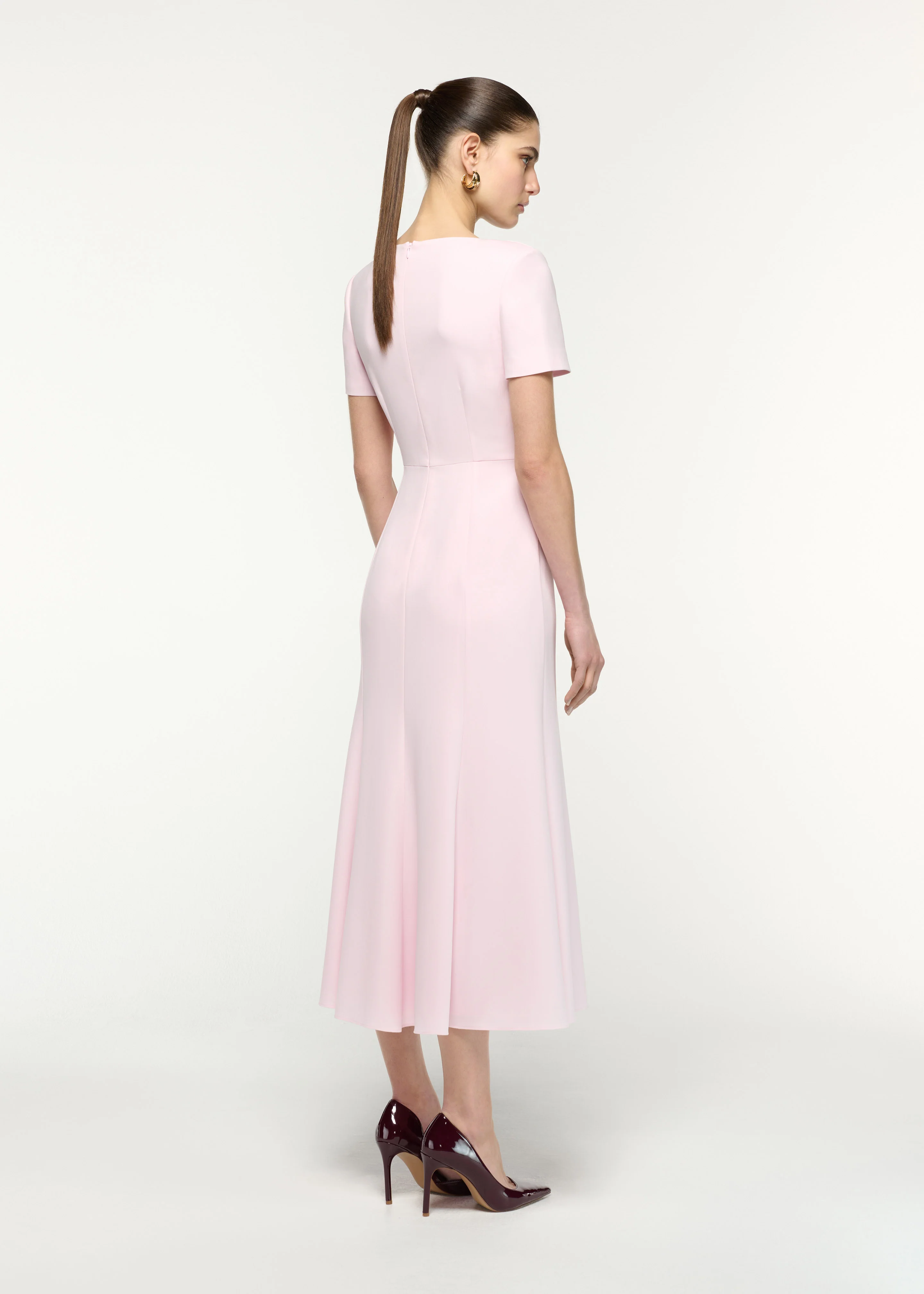 Short Sleeve Twist Drape Midi Dress - Image 3