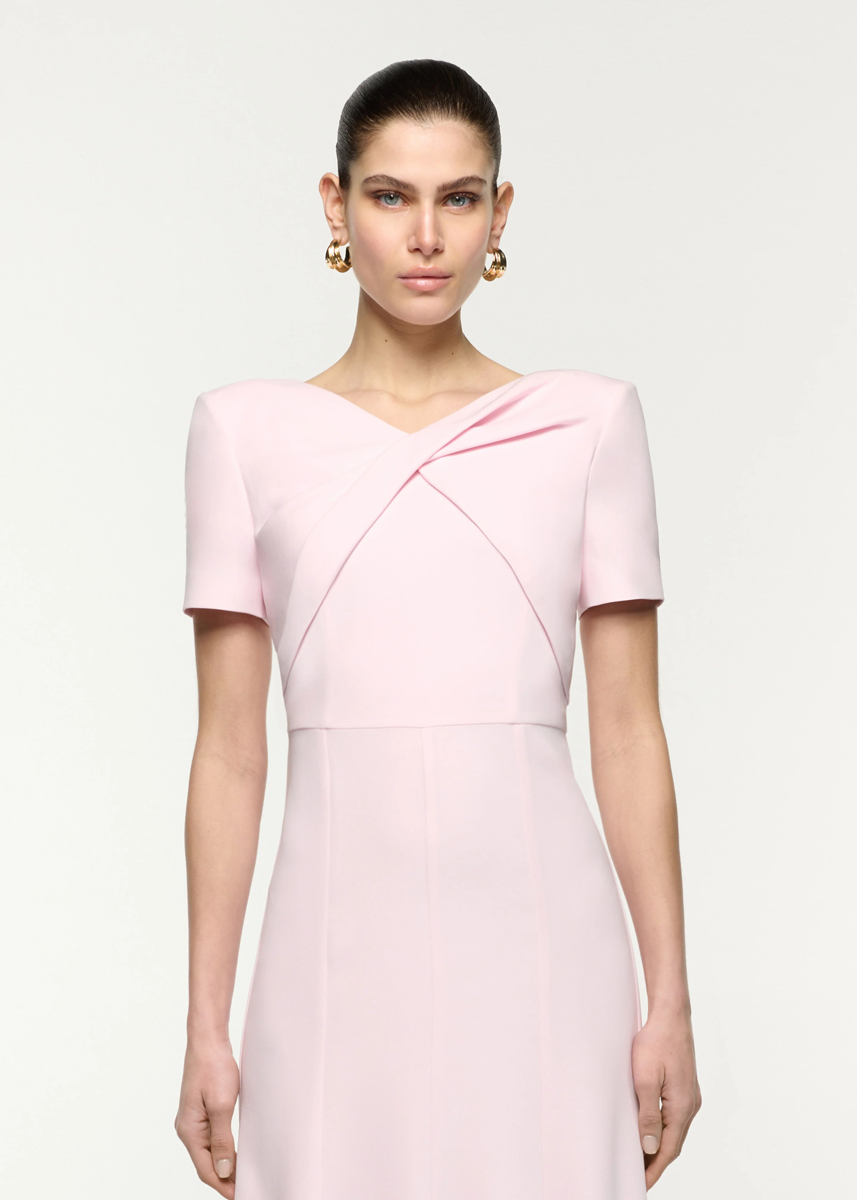 Short Sleeve Twist Drape Midi Dress - Image 4
