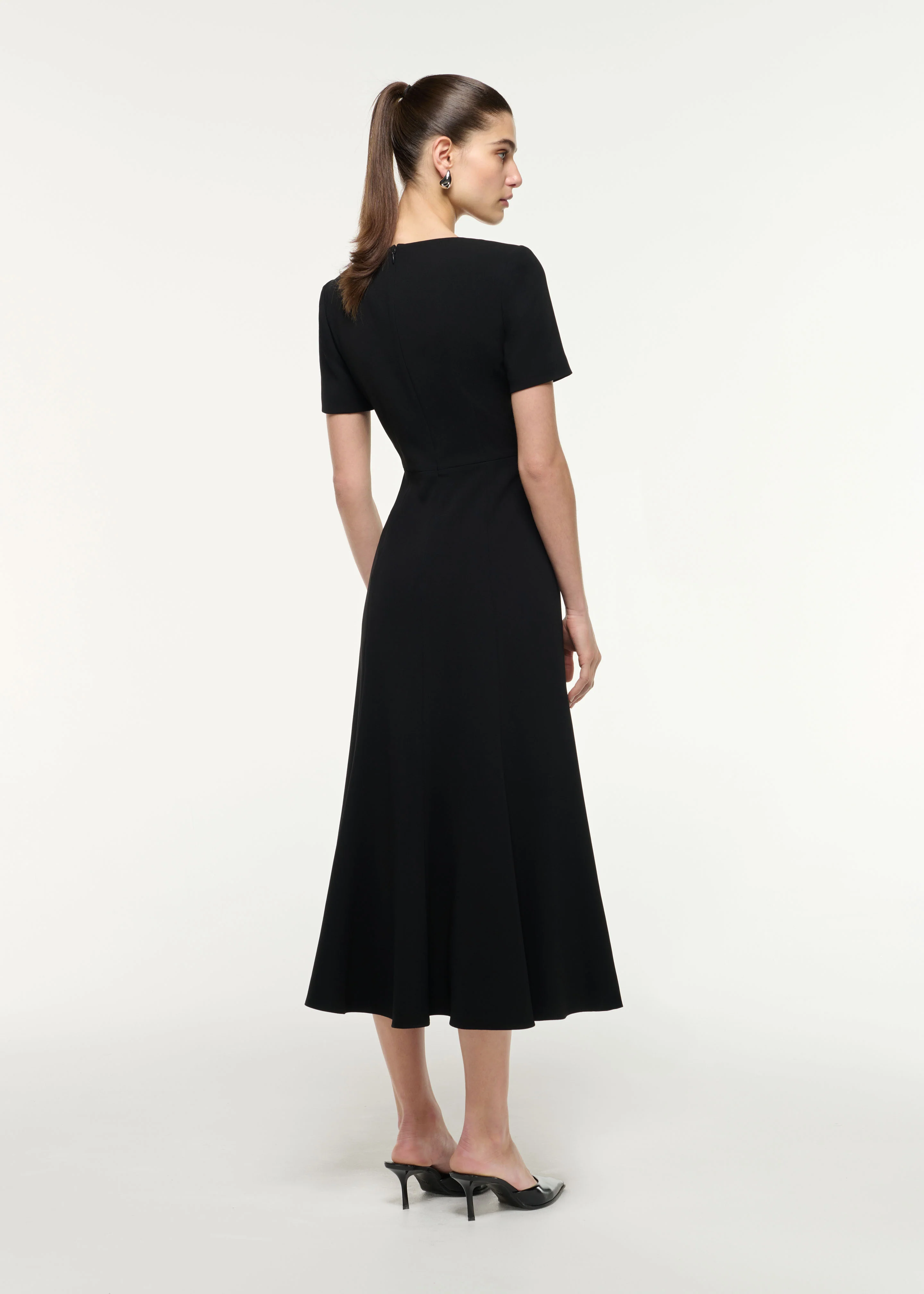 Shoulder Drape Midi Dress - Image 3