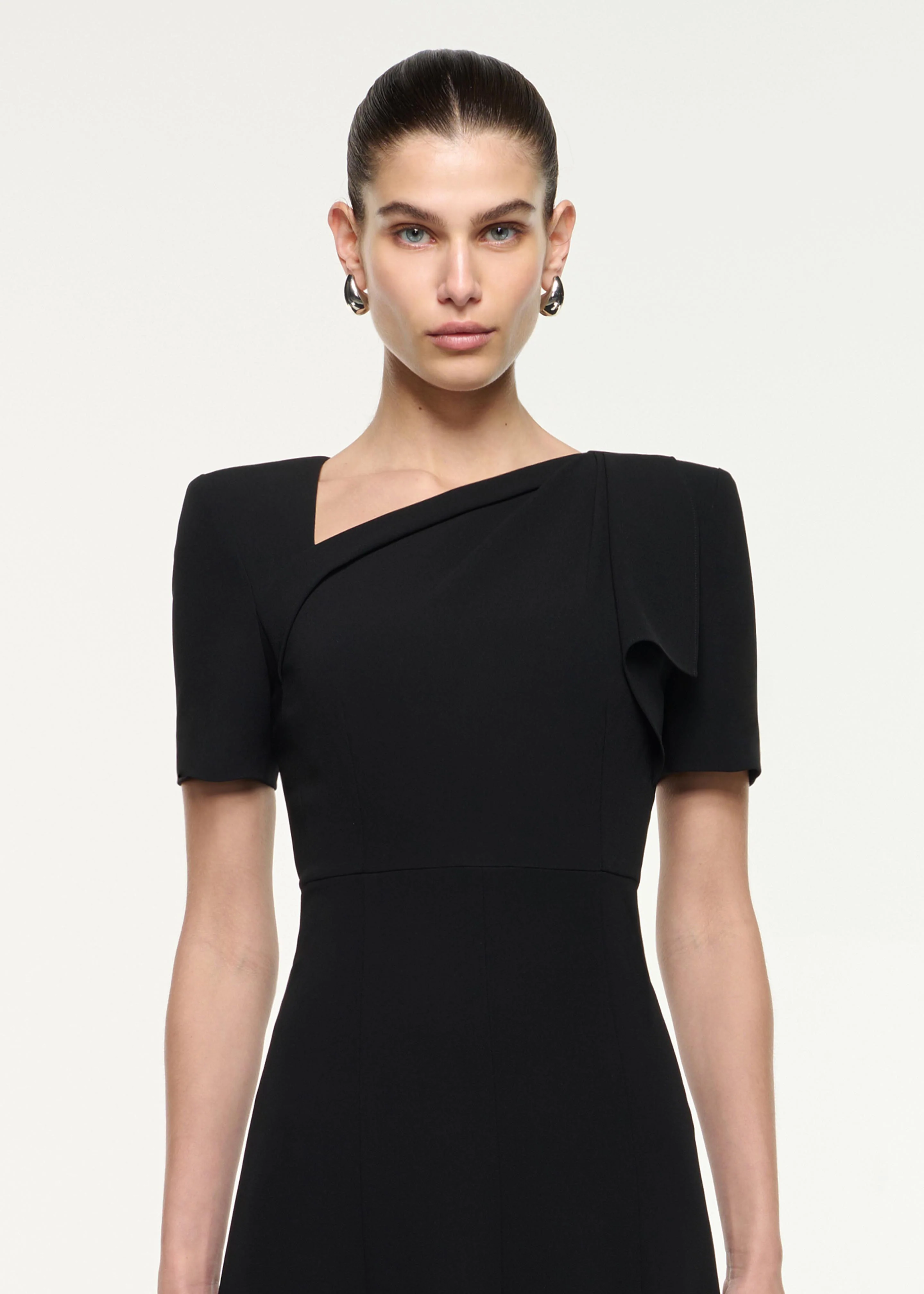 Shoulder Drape Midi Dress - Image 4