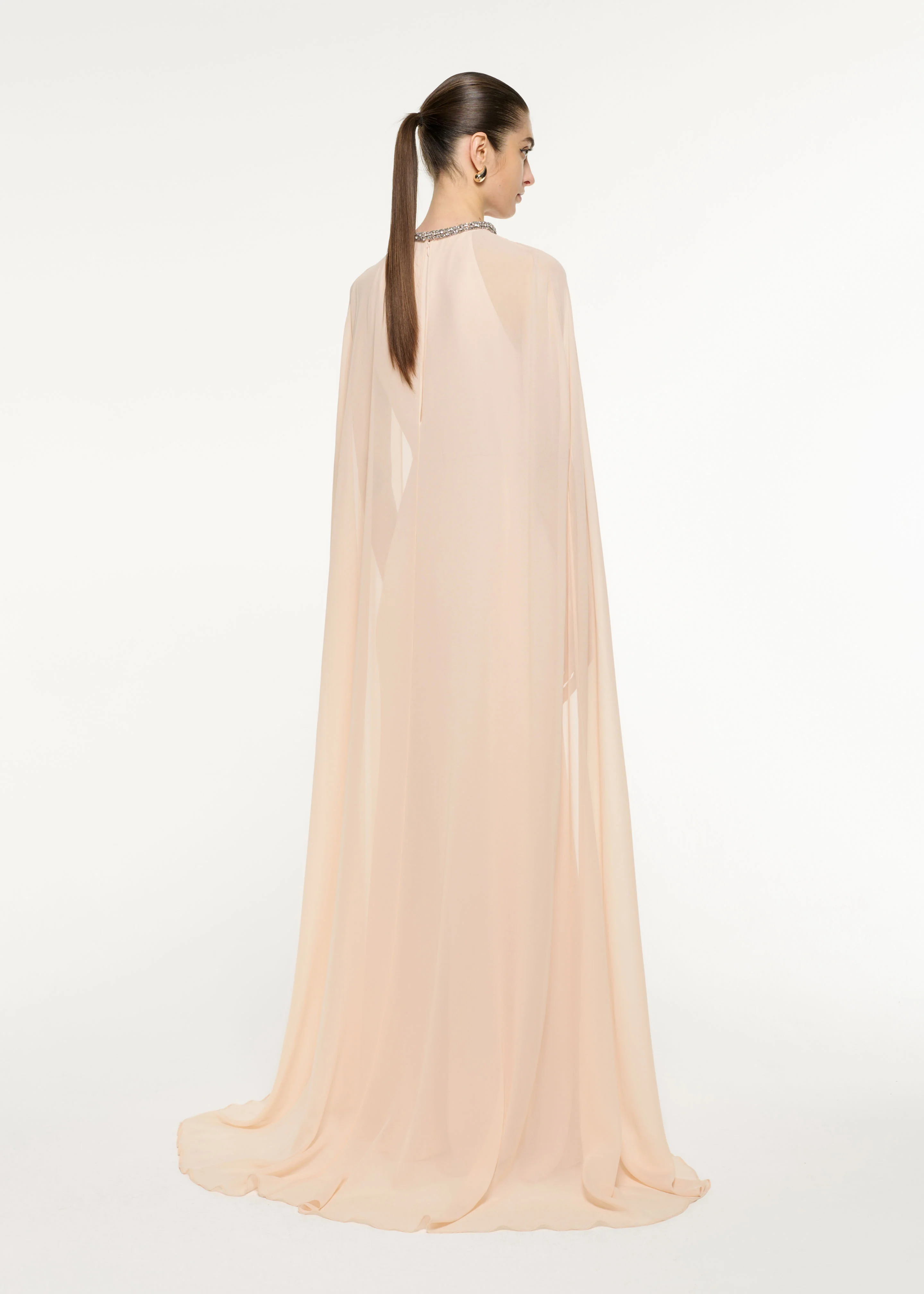 Silk Chiffon Cape Dress - Image 3