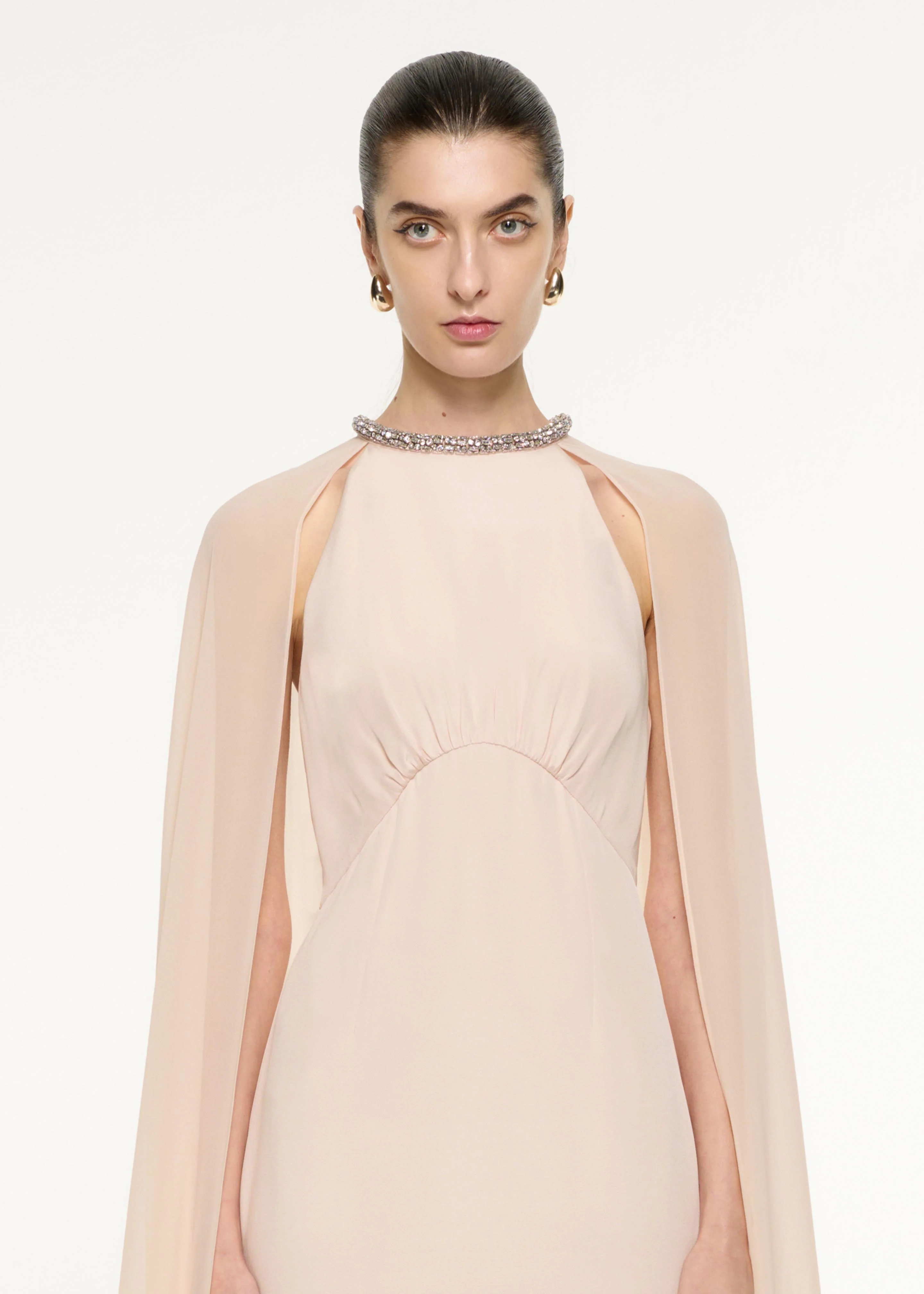 Silk Chiffon Cape Dress - Image 4