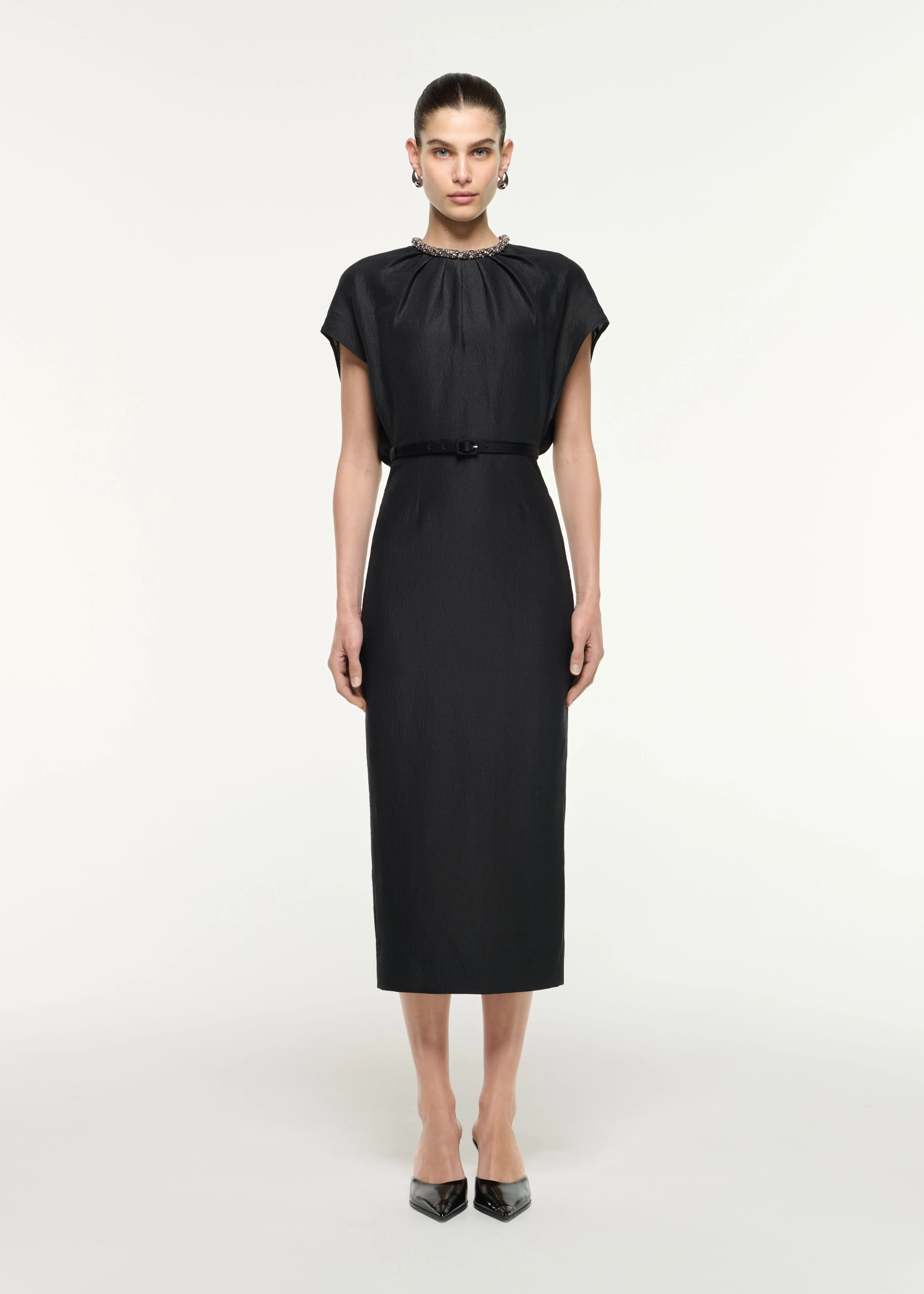 Silk Jacquard Midi Dress