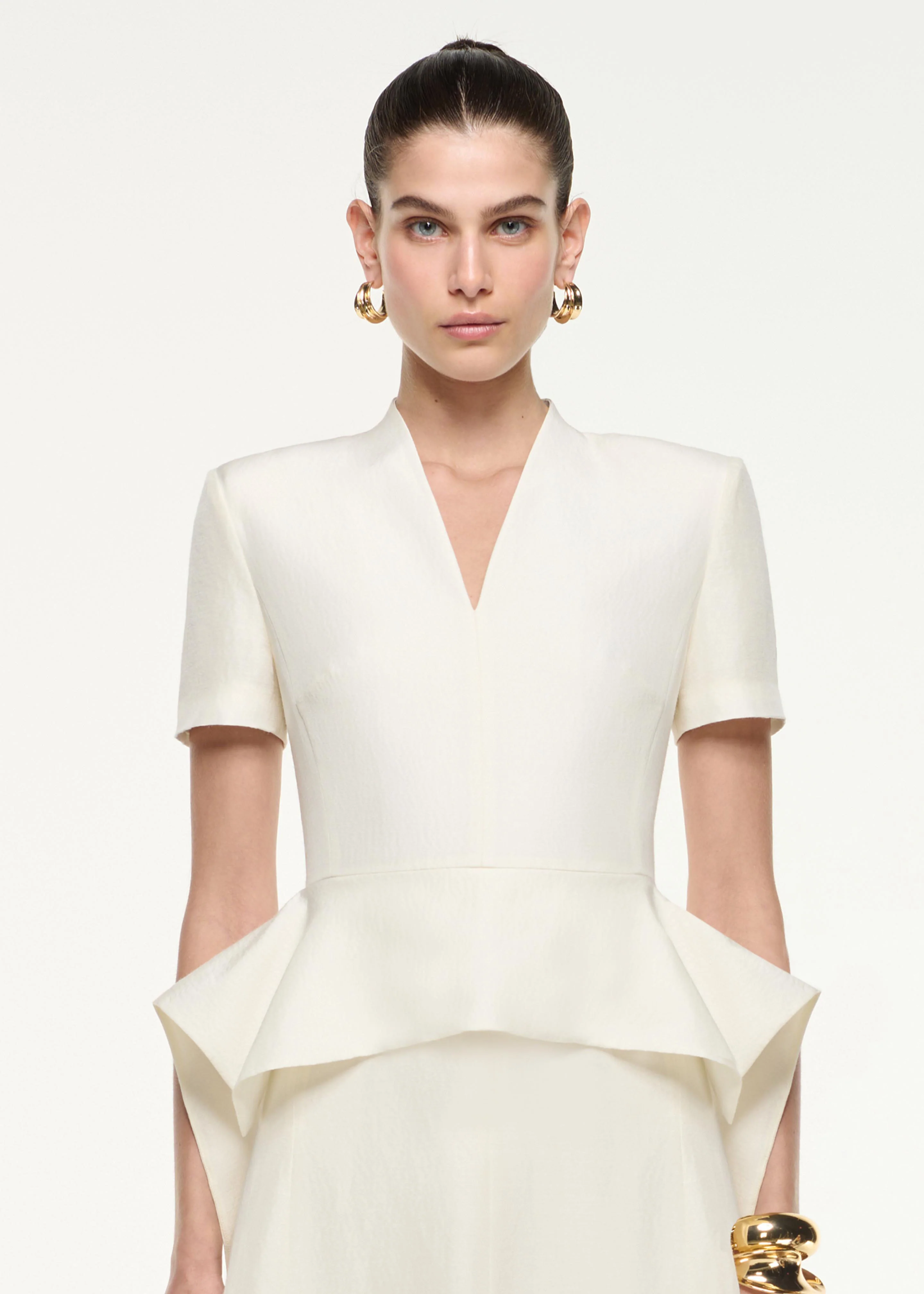 Silk Jacquard Peplum Midi Dress - Image 4
