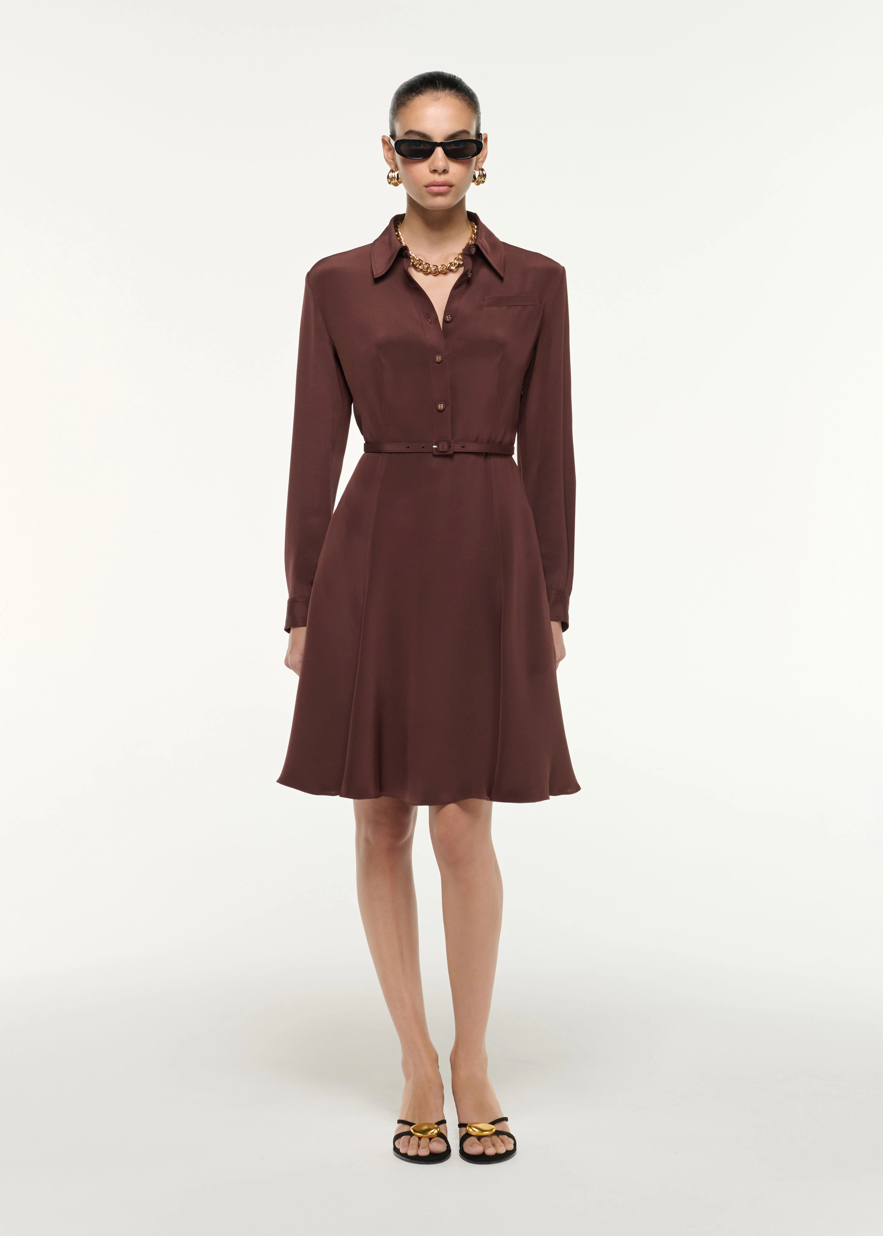 Silk Midi Shirt Dress