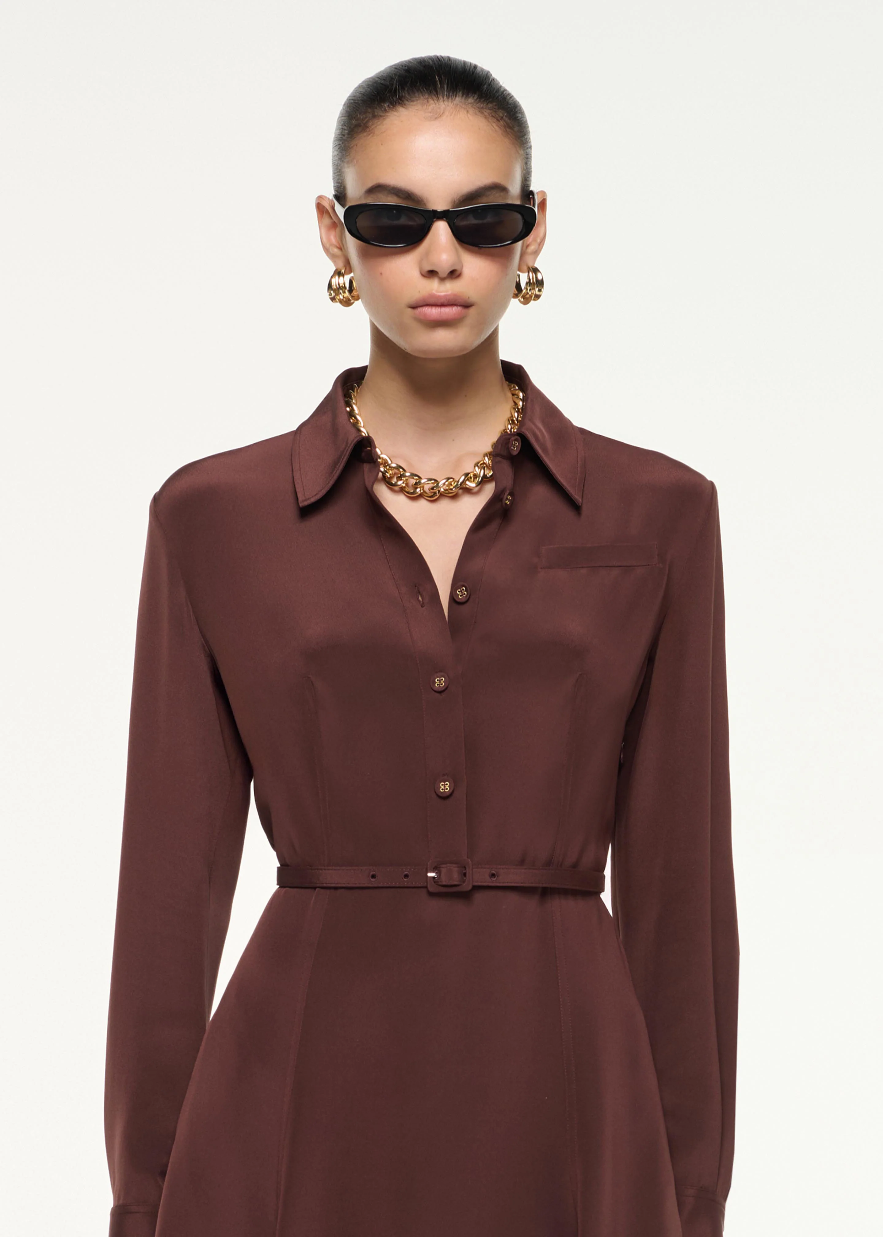 Silk Midi Shirt Dress - Image 4