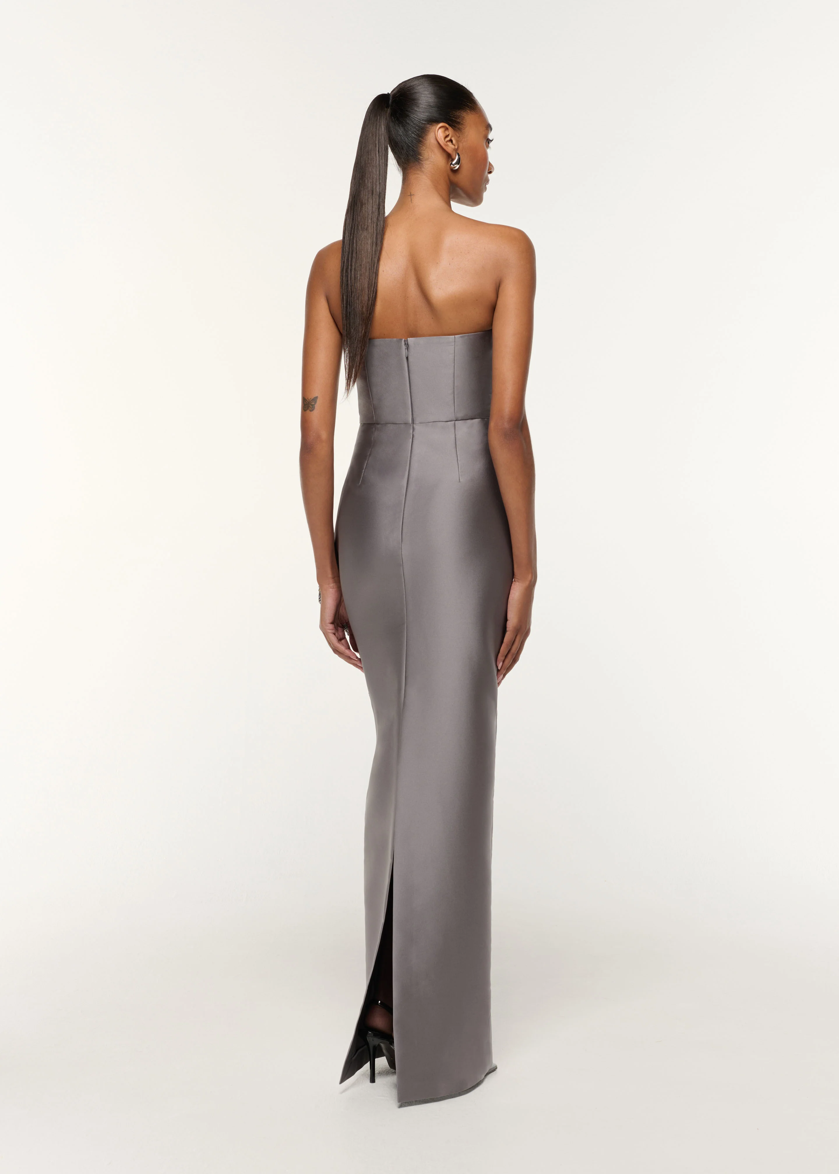 Square Neck Peplum Taffeta Gown - Image 3