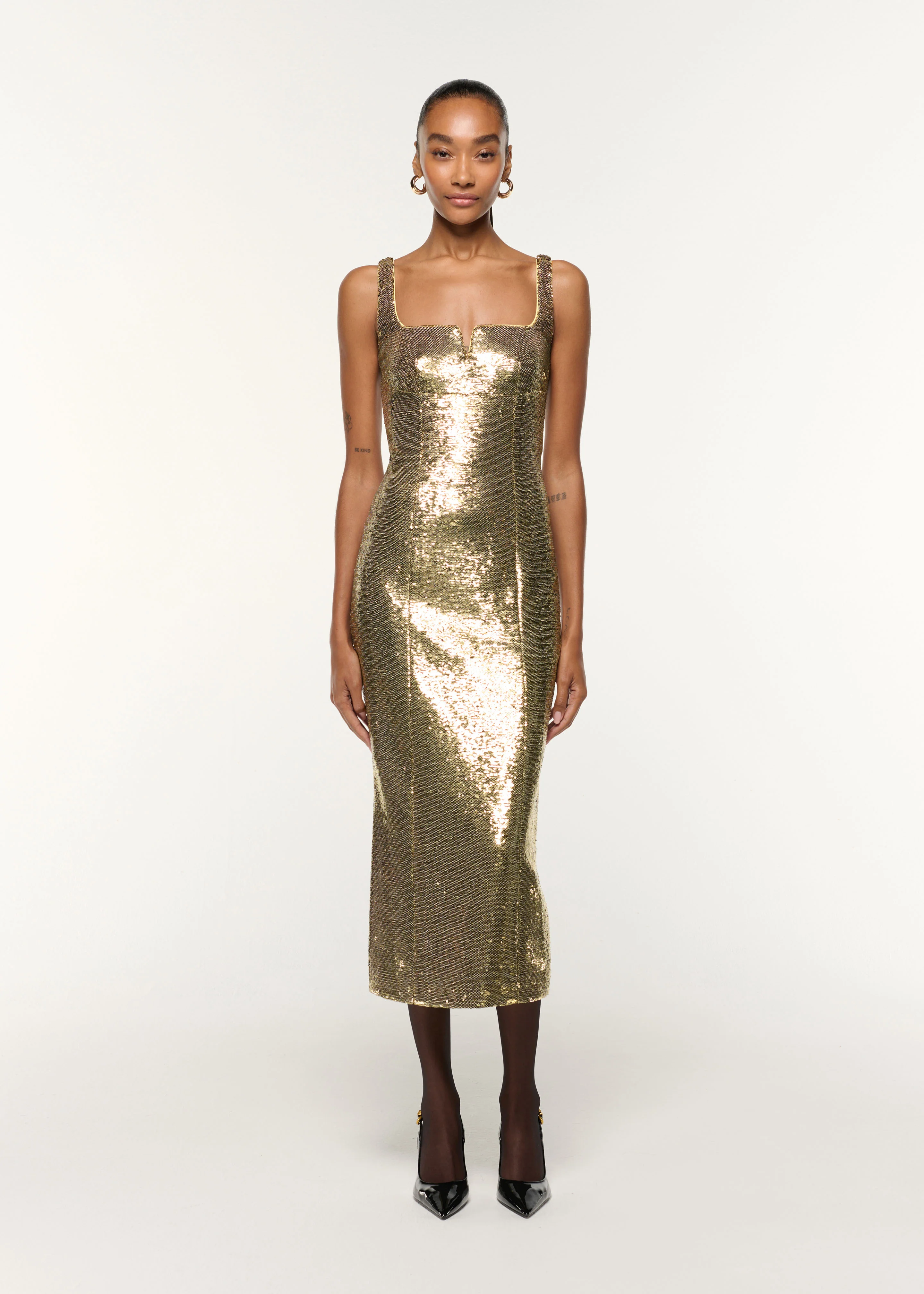 Square Neckline Sequin Dress