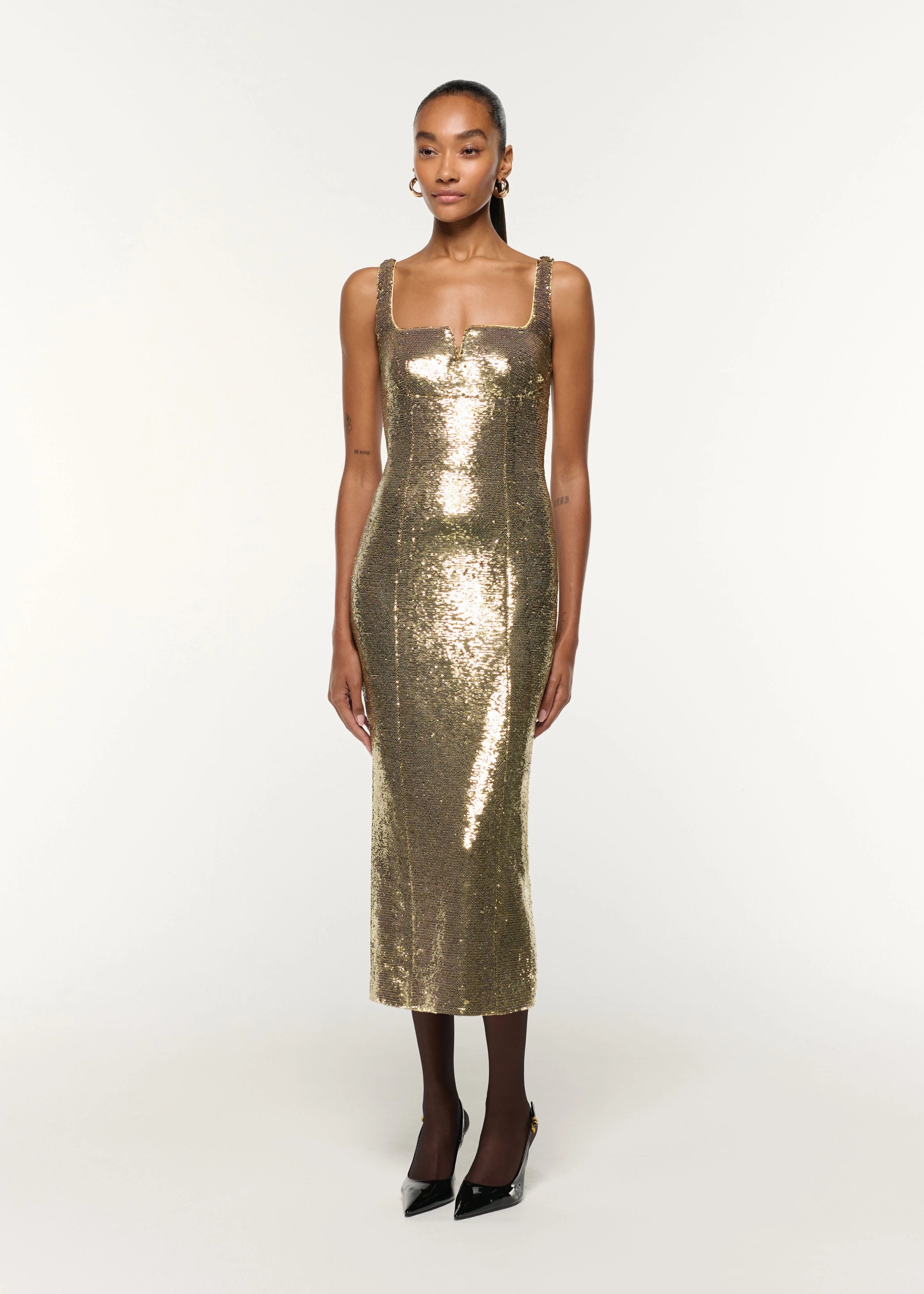Square Neckline Sequin Dress - Image 2