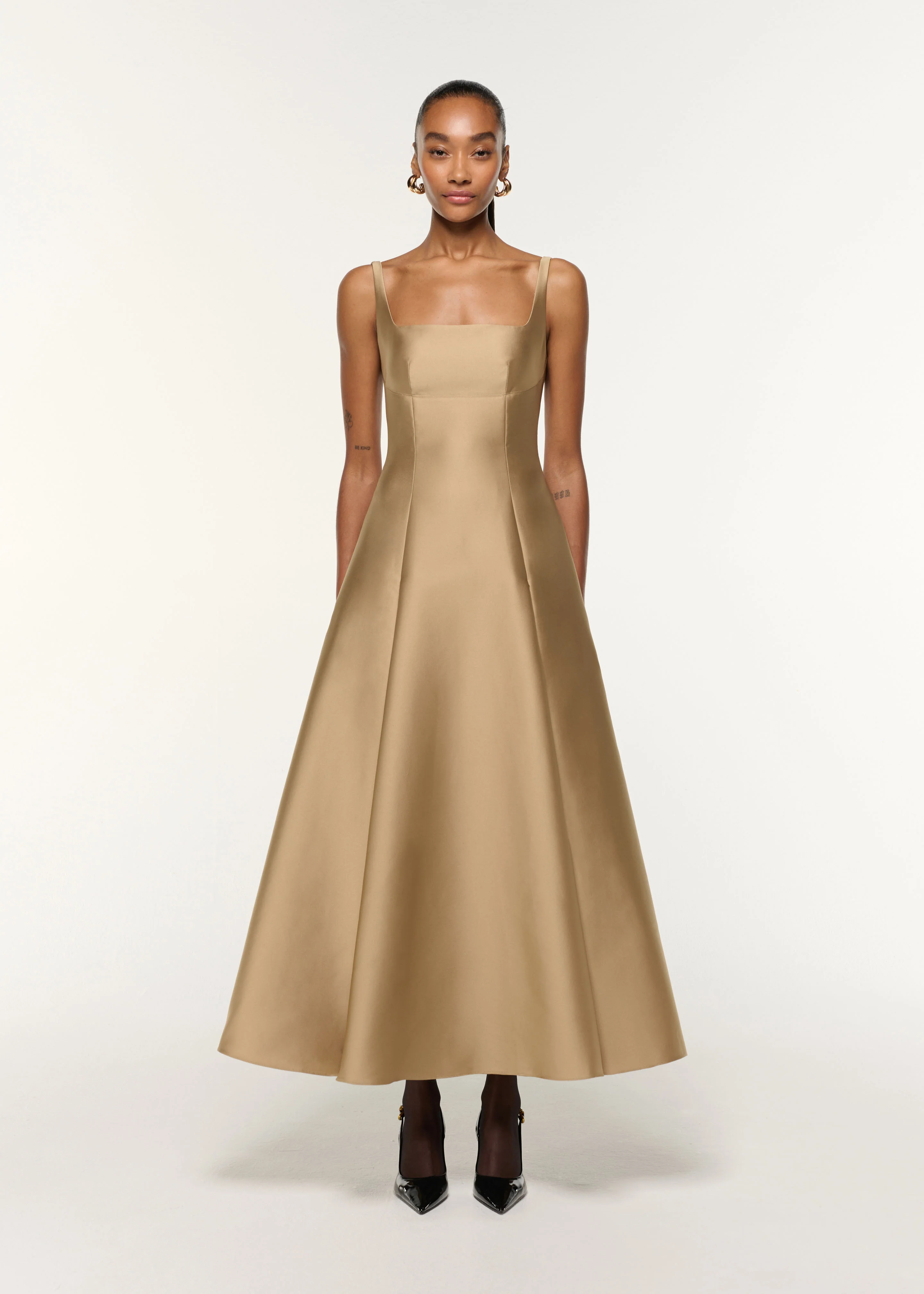 Square Neckline Taffeta Dress