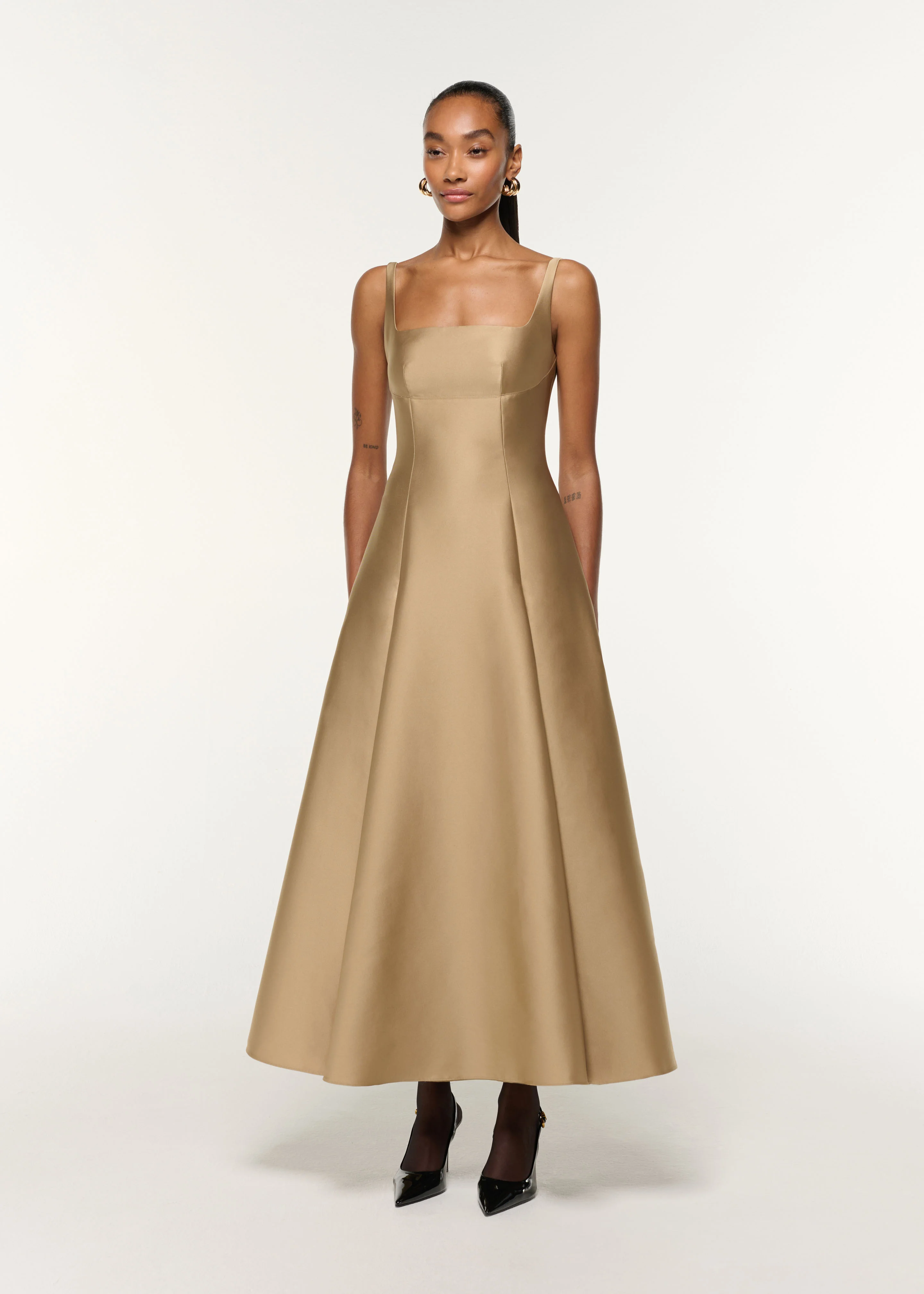 Square Neckline Taffeta Dress - Image 2