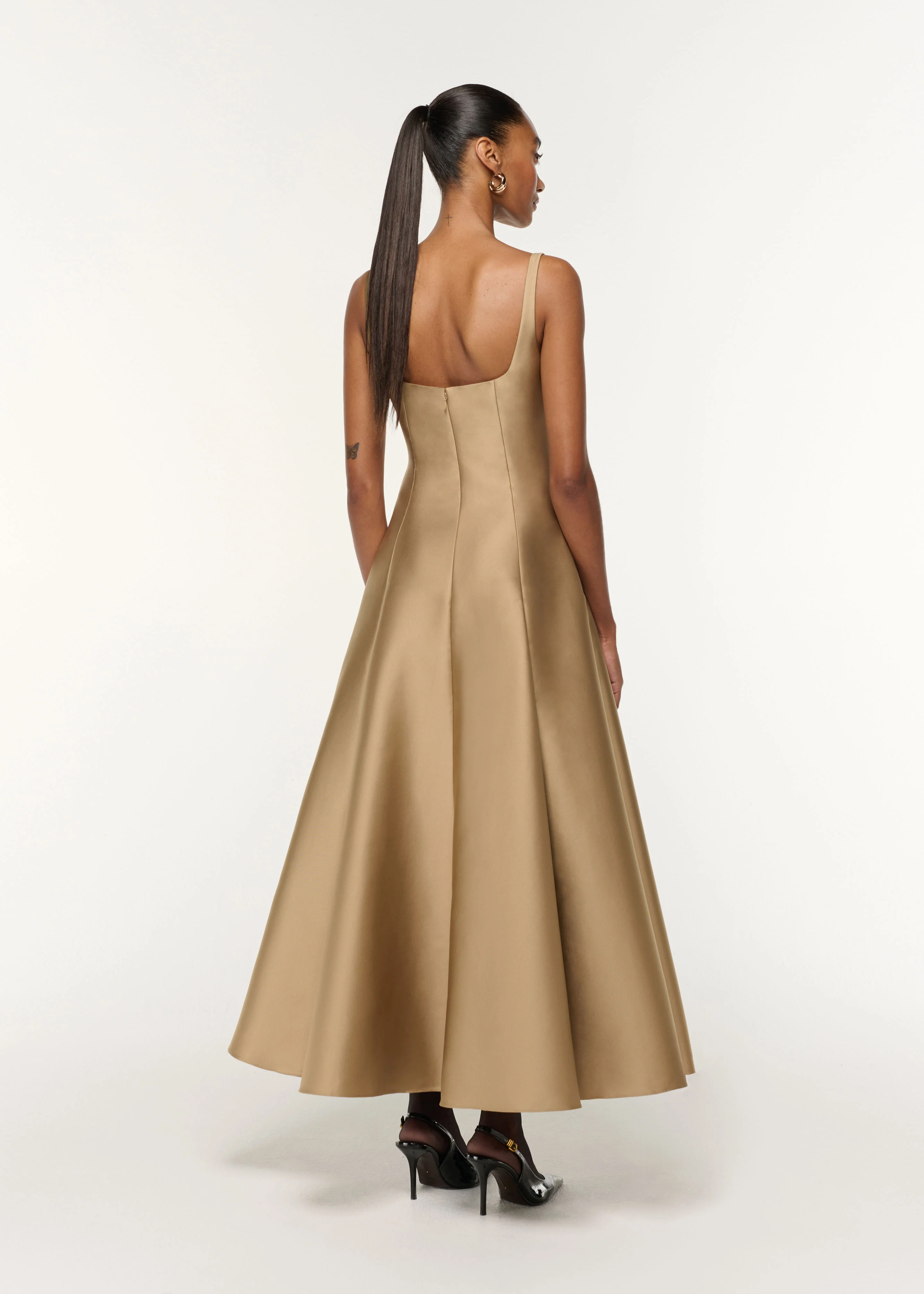 Square Neckline Taffeta Dress - Image 3