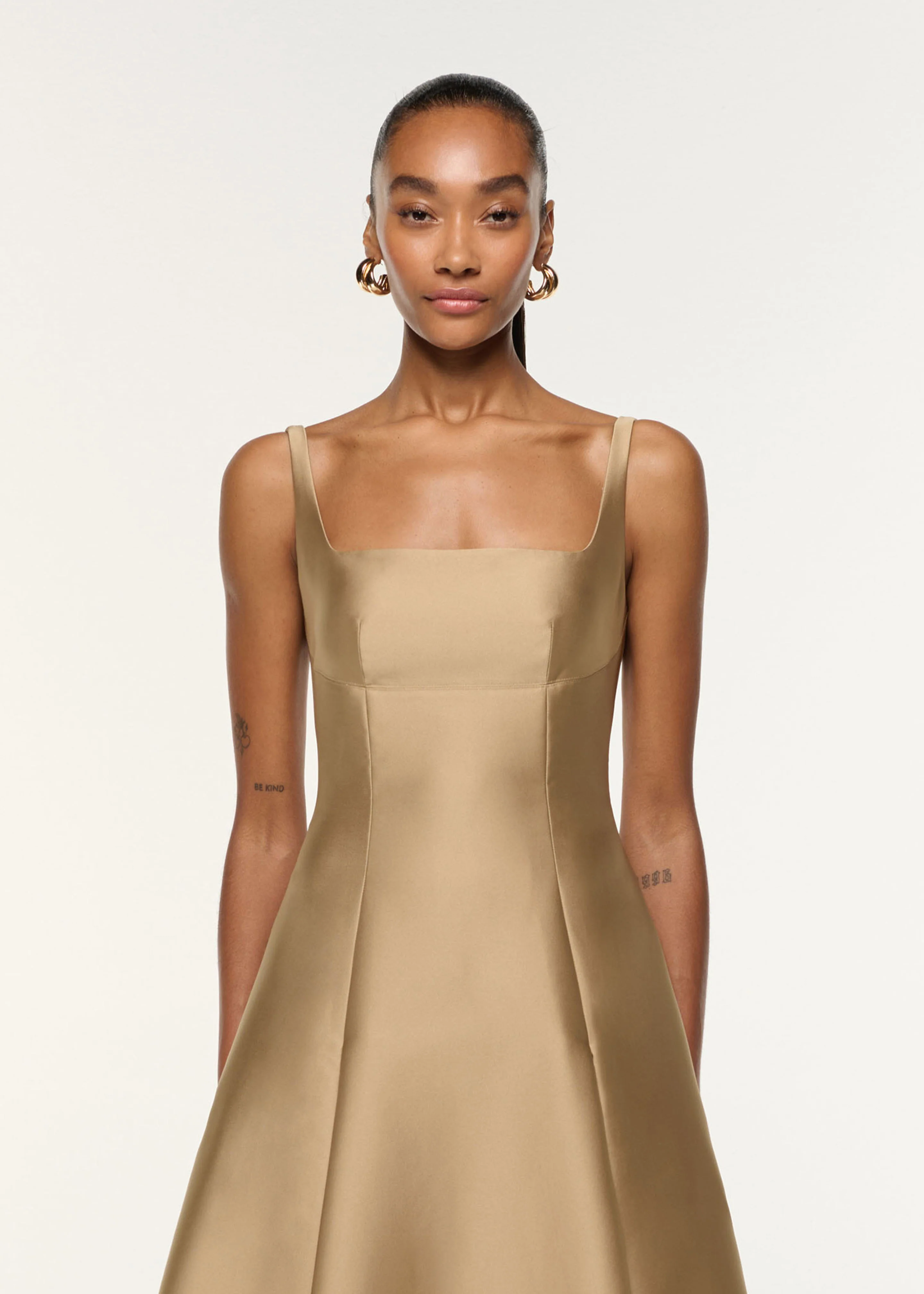 Square Neckline Taffeta Dress - Image 4