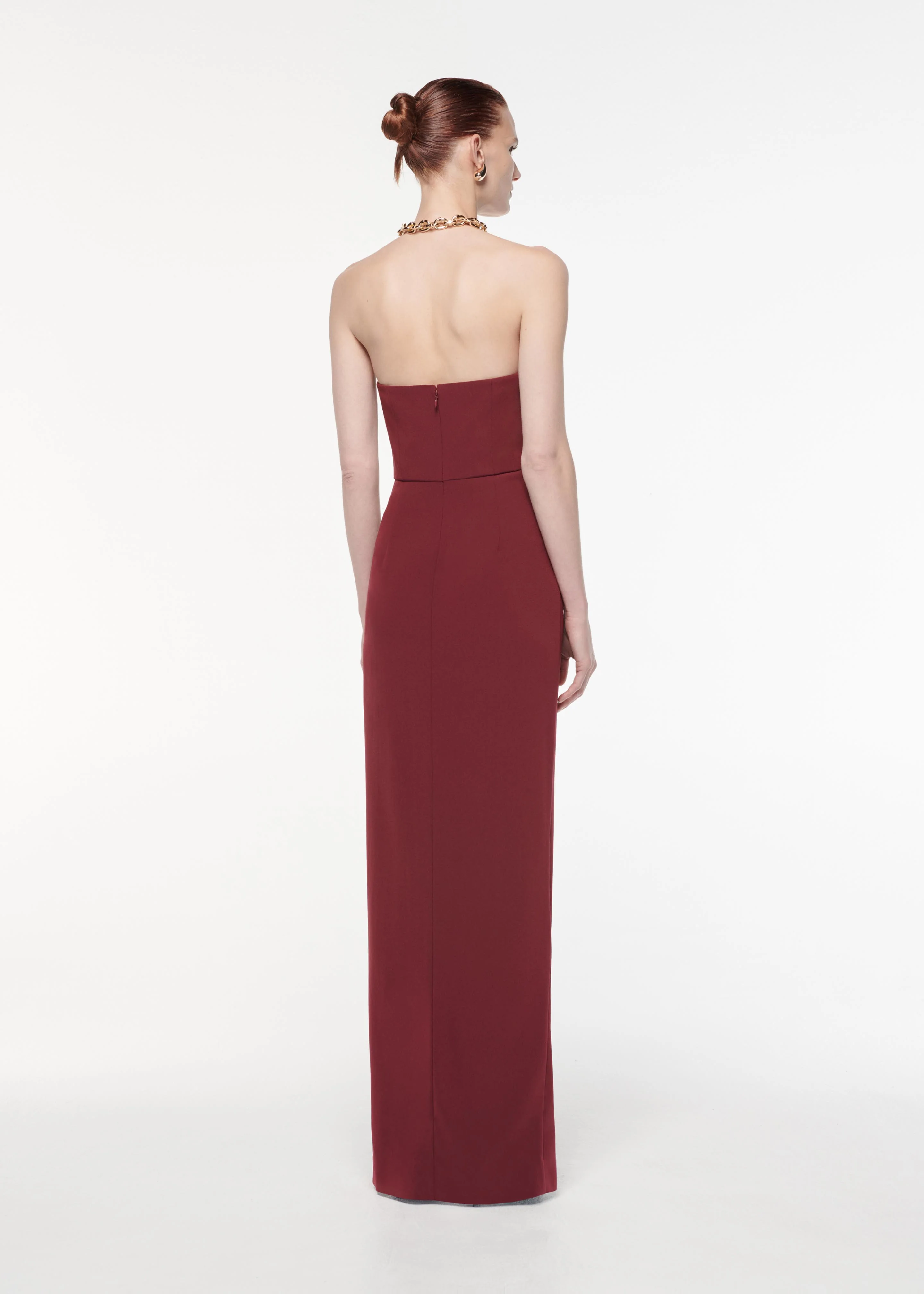 Strapless Asymmetric Satin Crepe Gown - Image 3