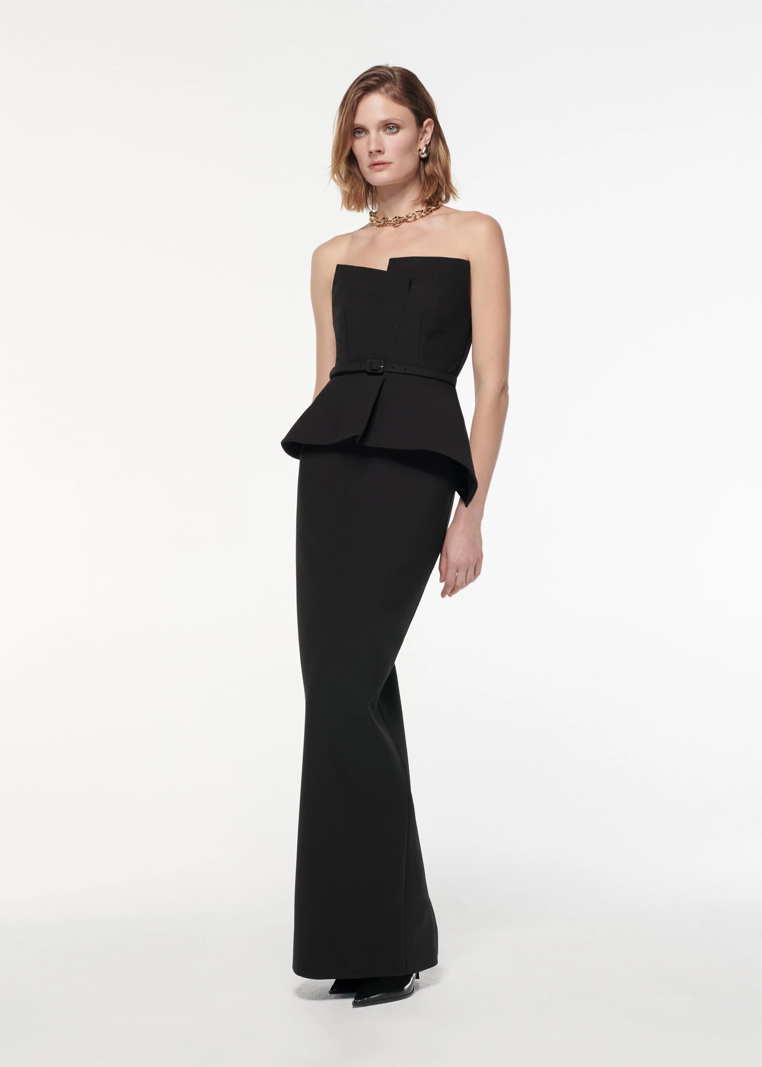 Strapless Draped Crepe Gown - Image 2