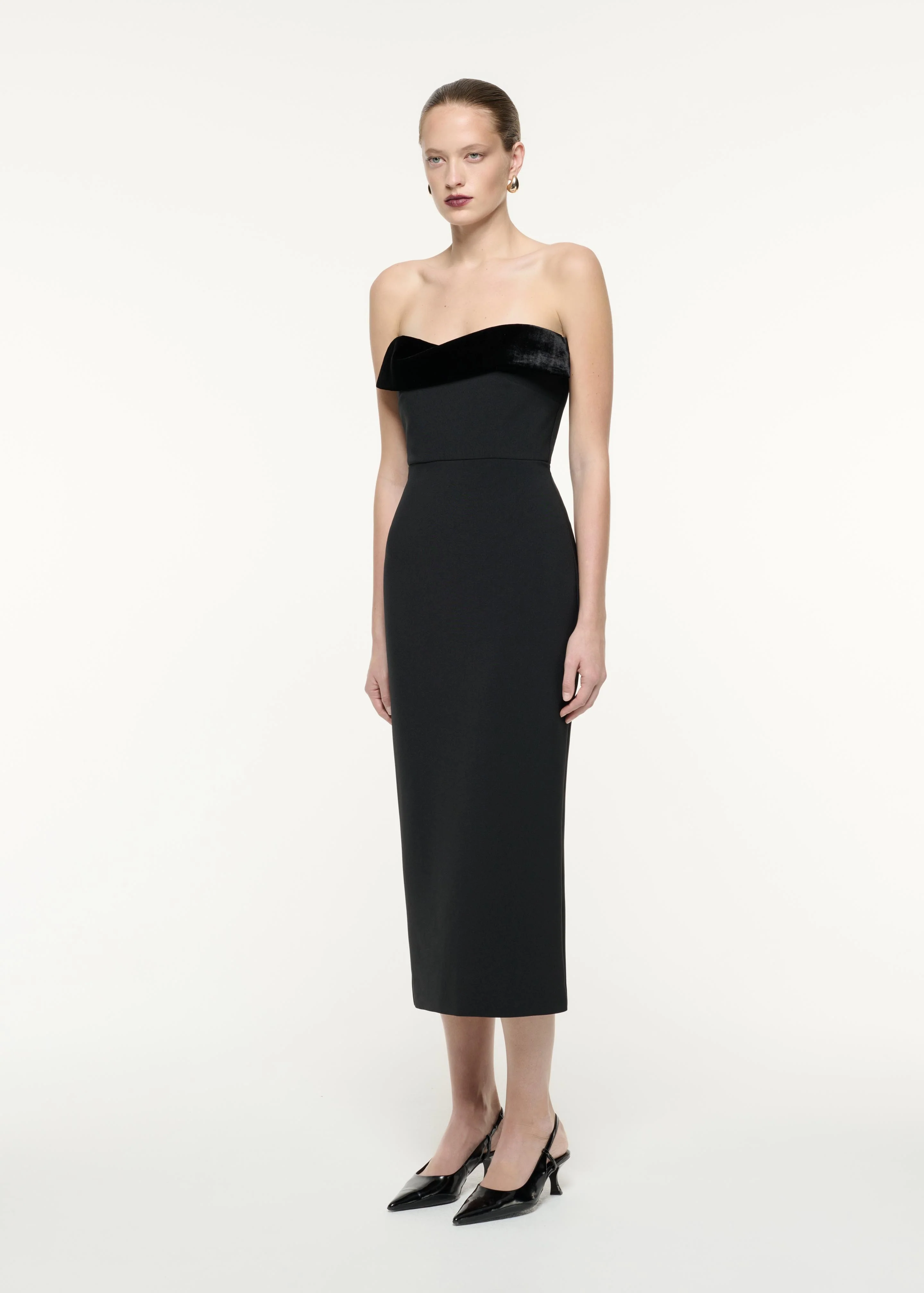 Strapless Crepe Midi Dress - Image 2