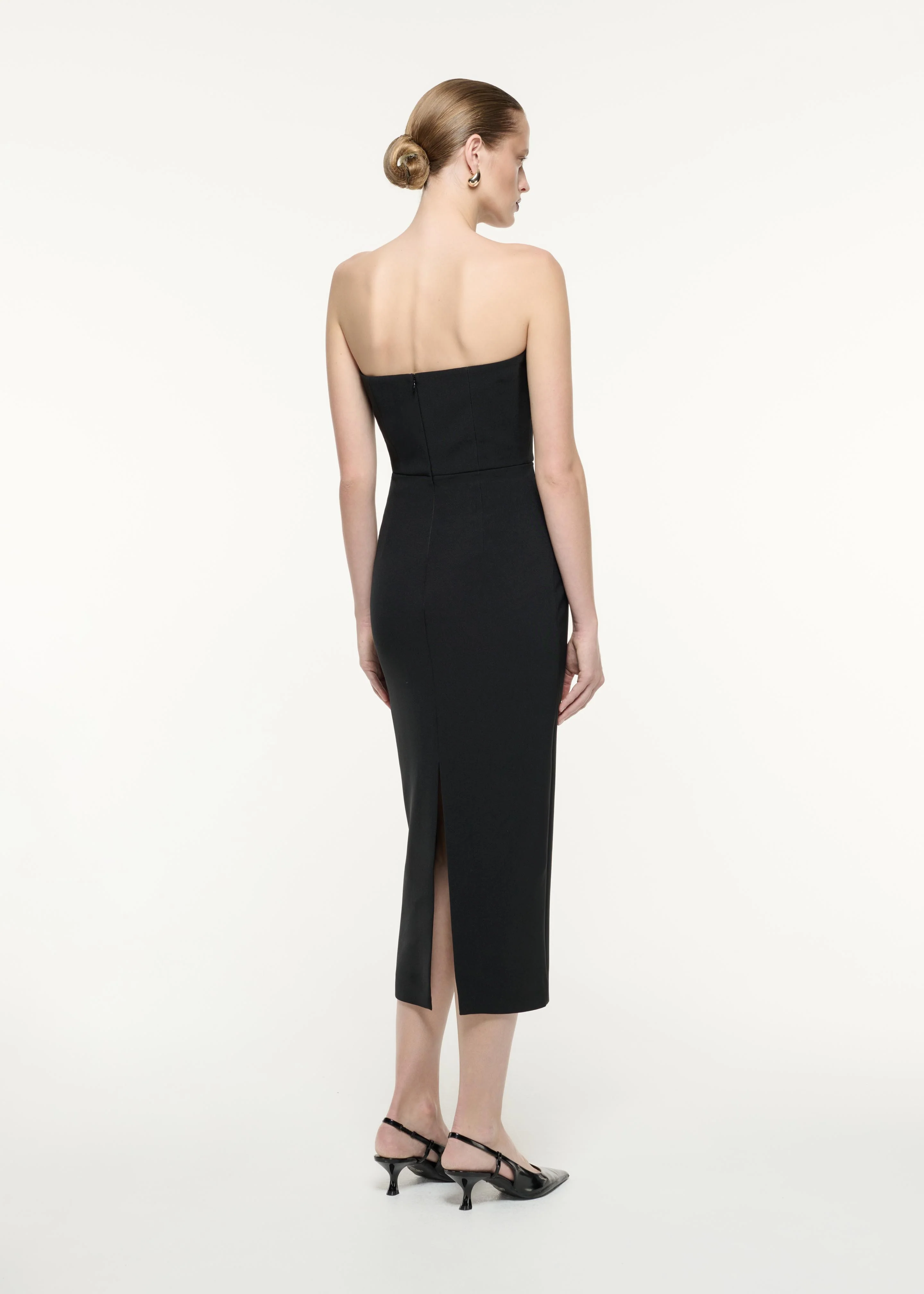 Strapless Crepe Midi Dress - Image 3