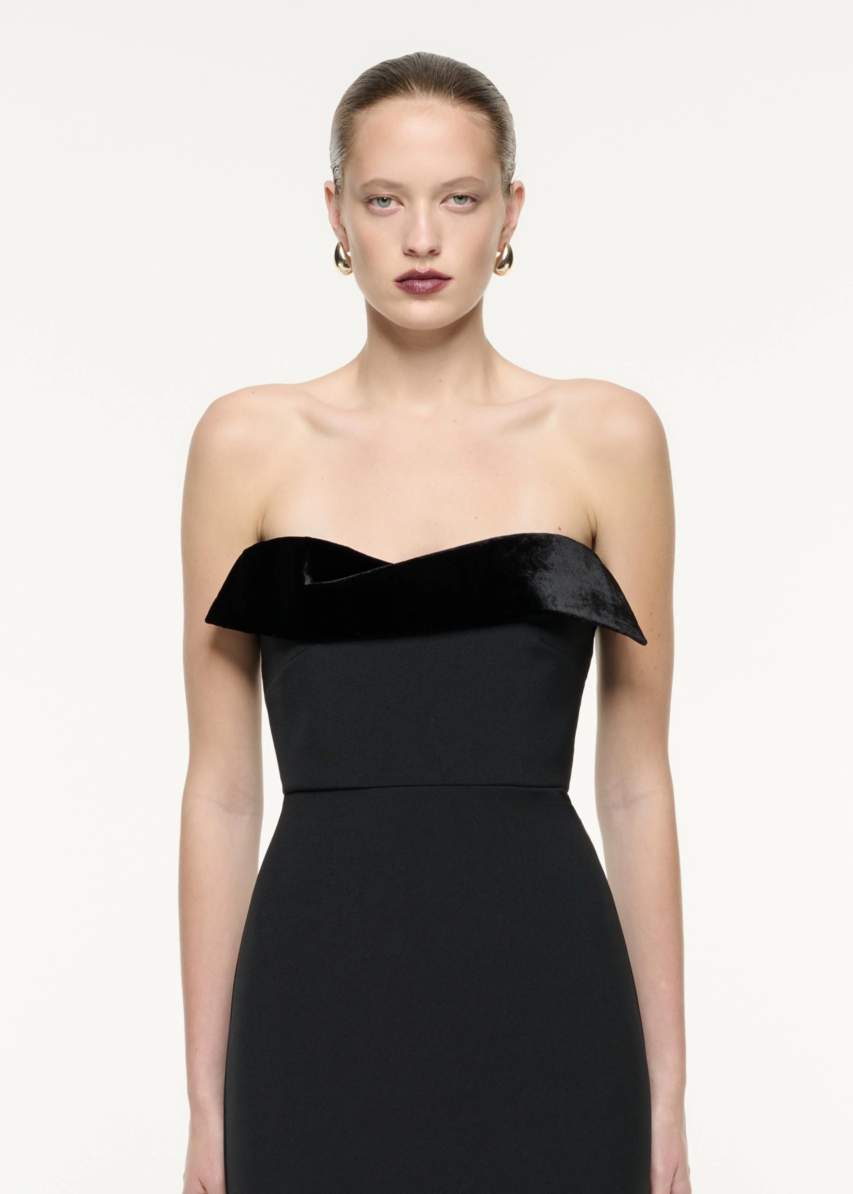 Strapless Crepe Midi Dress - Image 4