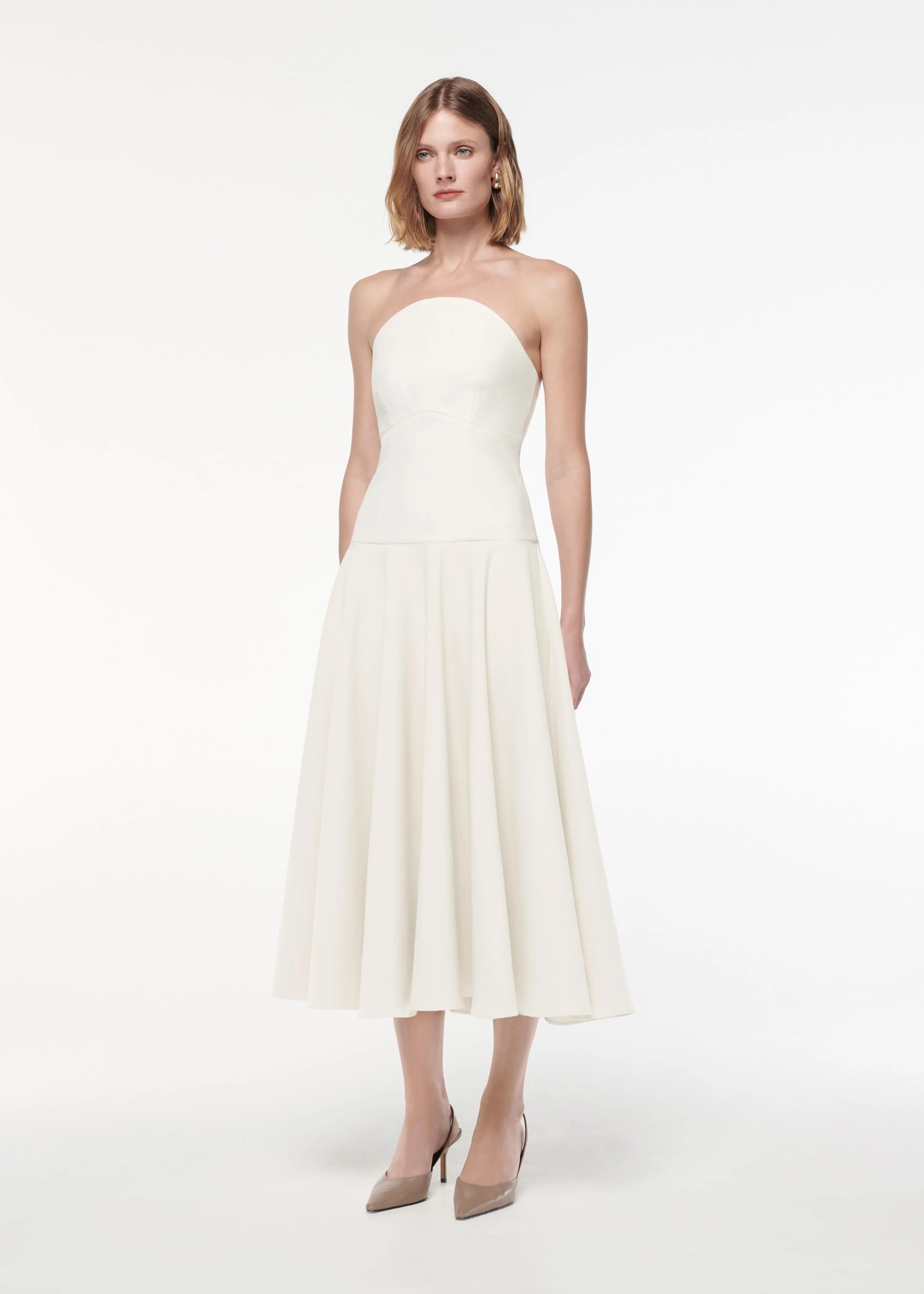 Strapless Crepe Midi Dress - Image 2