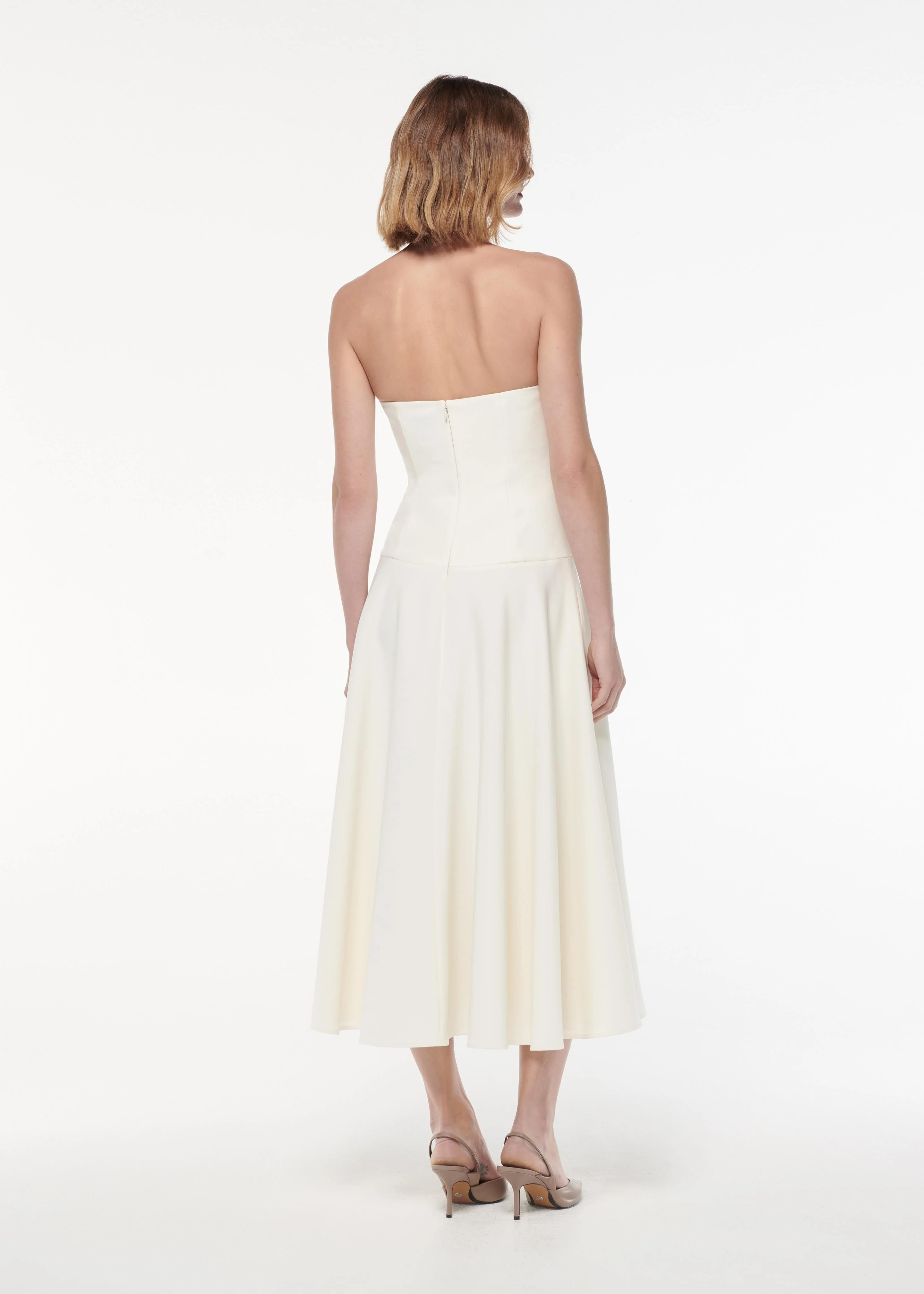 Strapless Crepe Midi Dress - Image 3