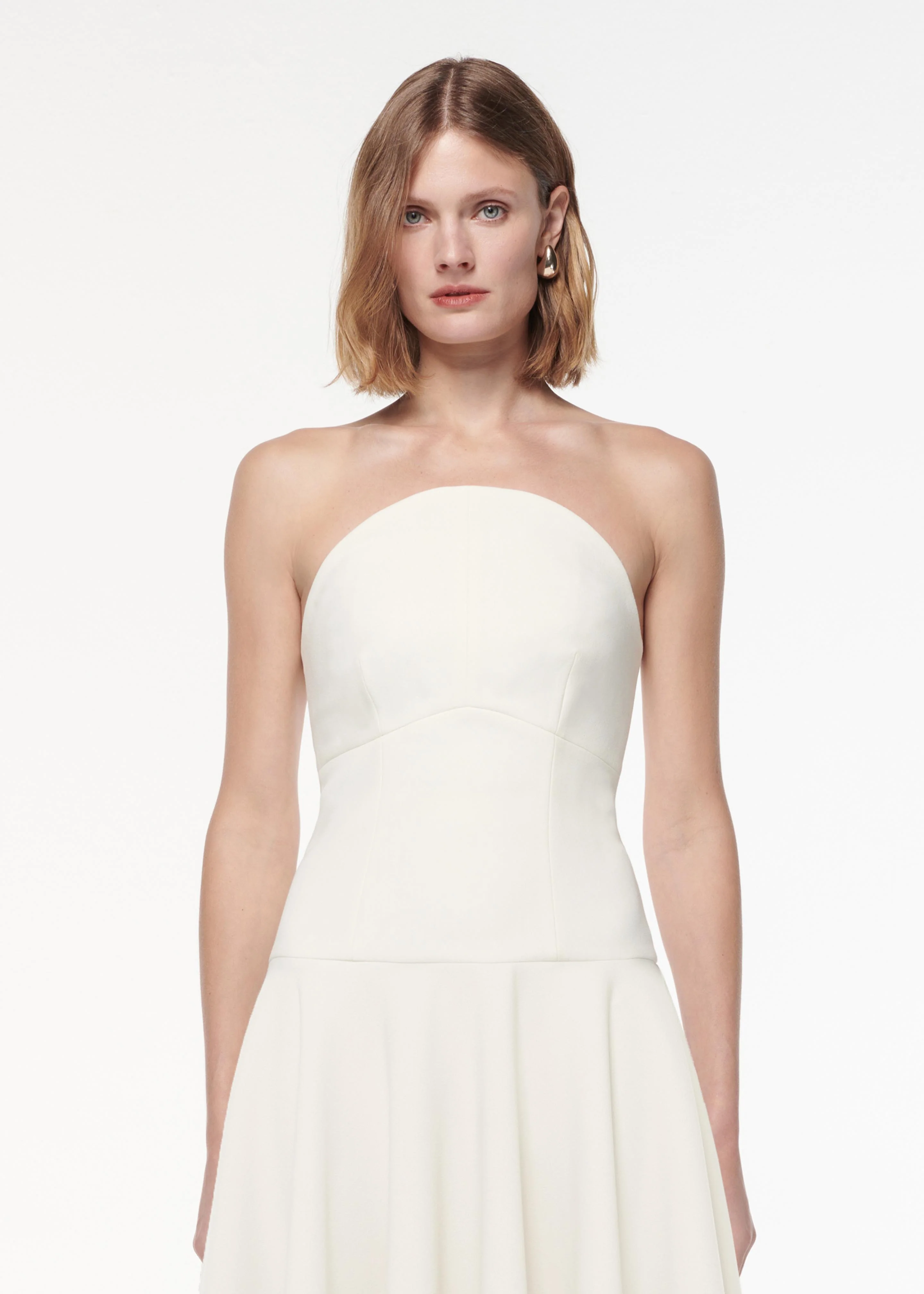 Strapless Crepe Midi Dress - Image 4