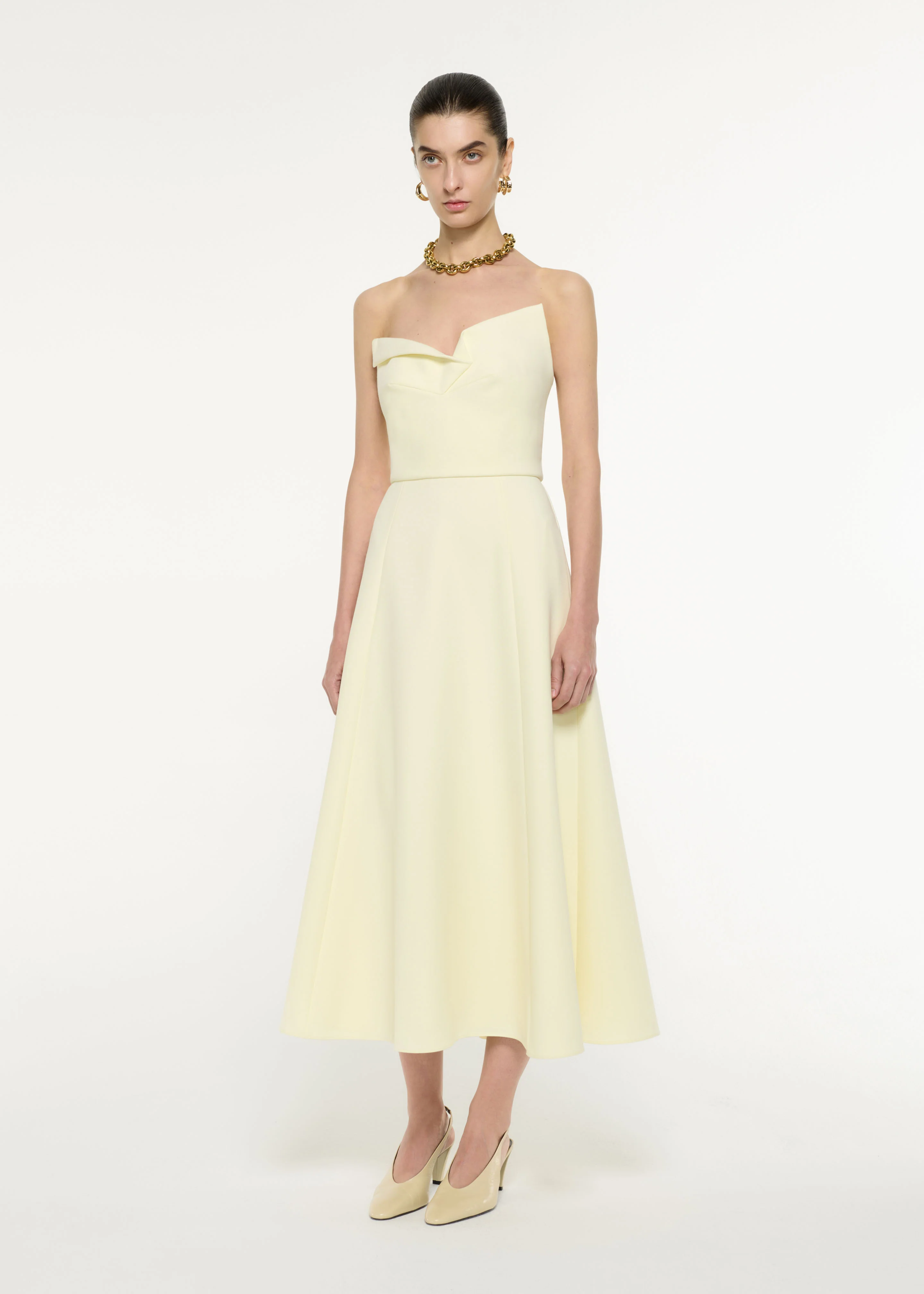 Strapless Drape Crepe Midi Dress - Image 2