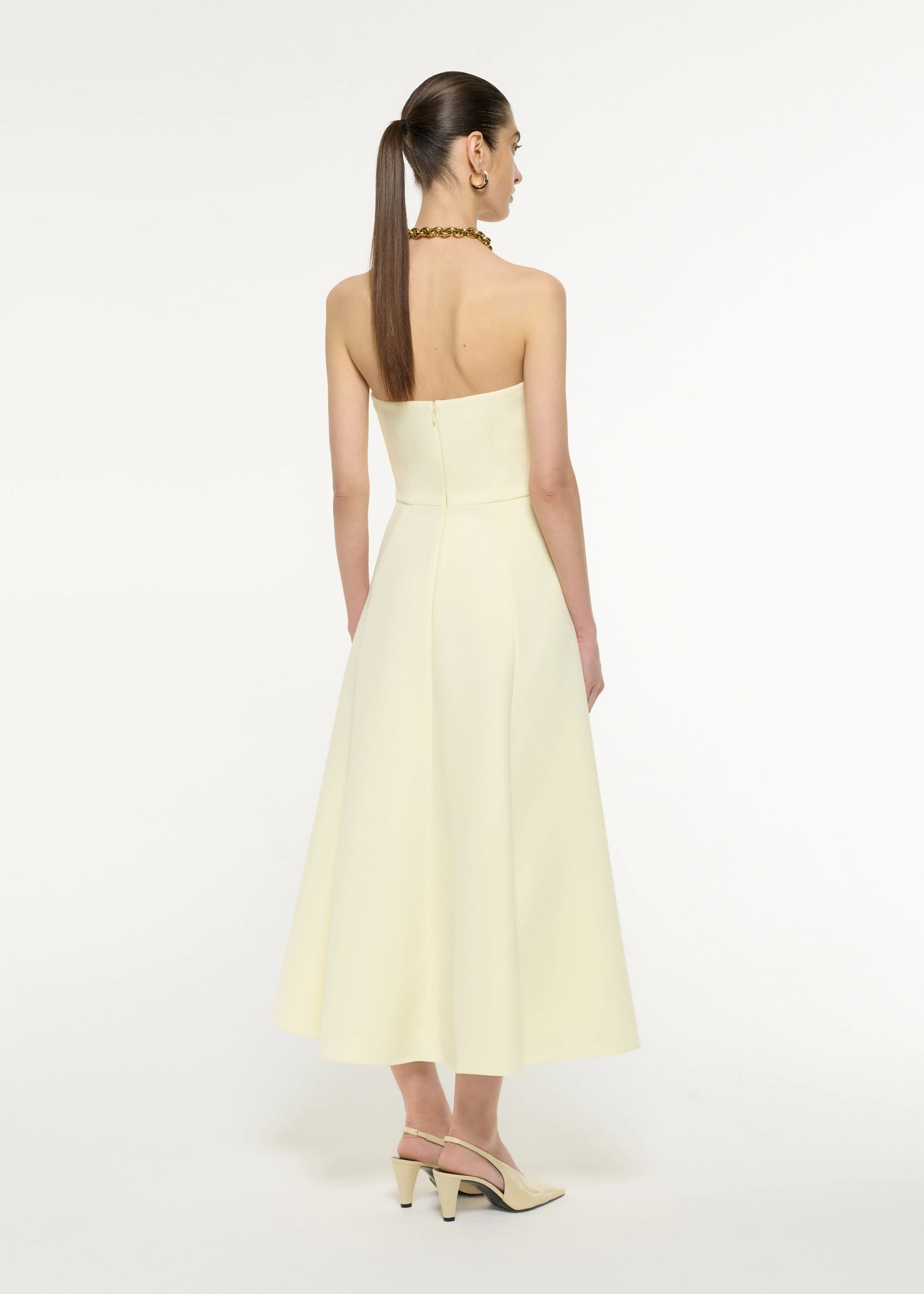 Strapless Drape Crepe Midi Dress - Image 3