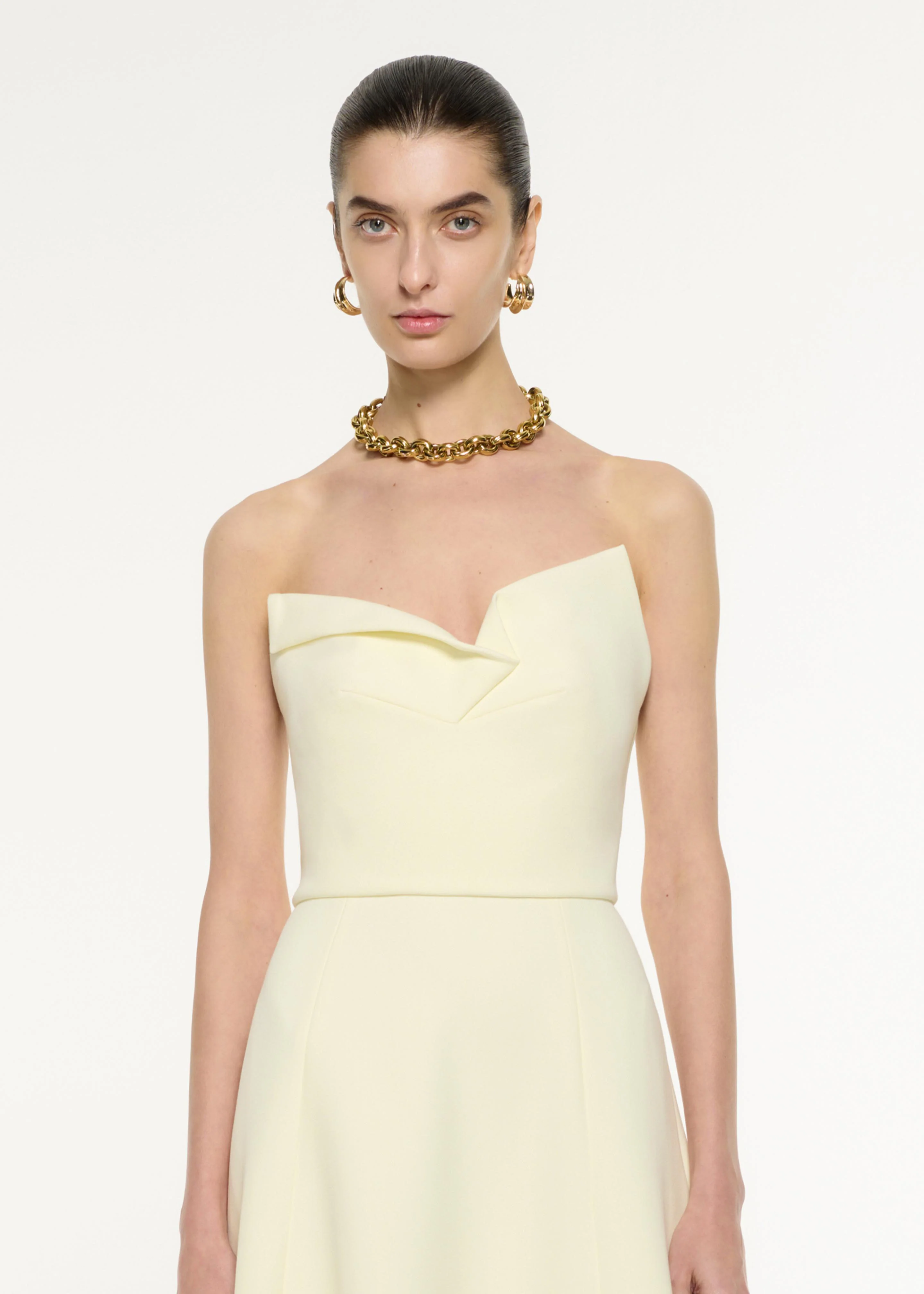 Strapless Drape Crepe Midi Dress - Image 4