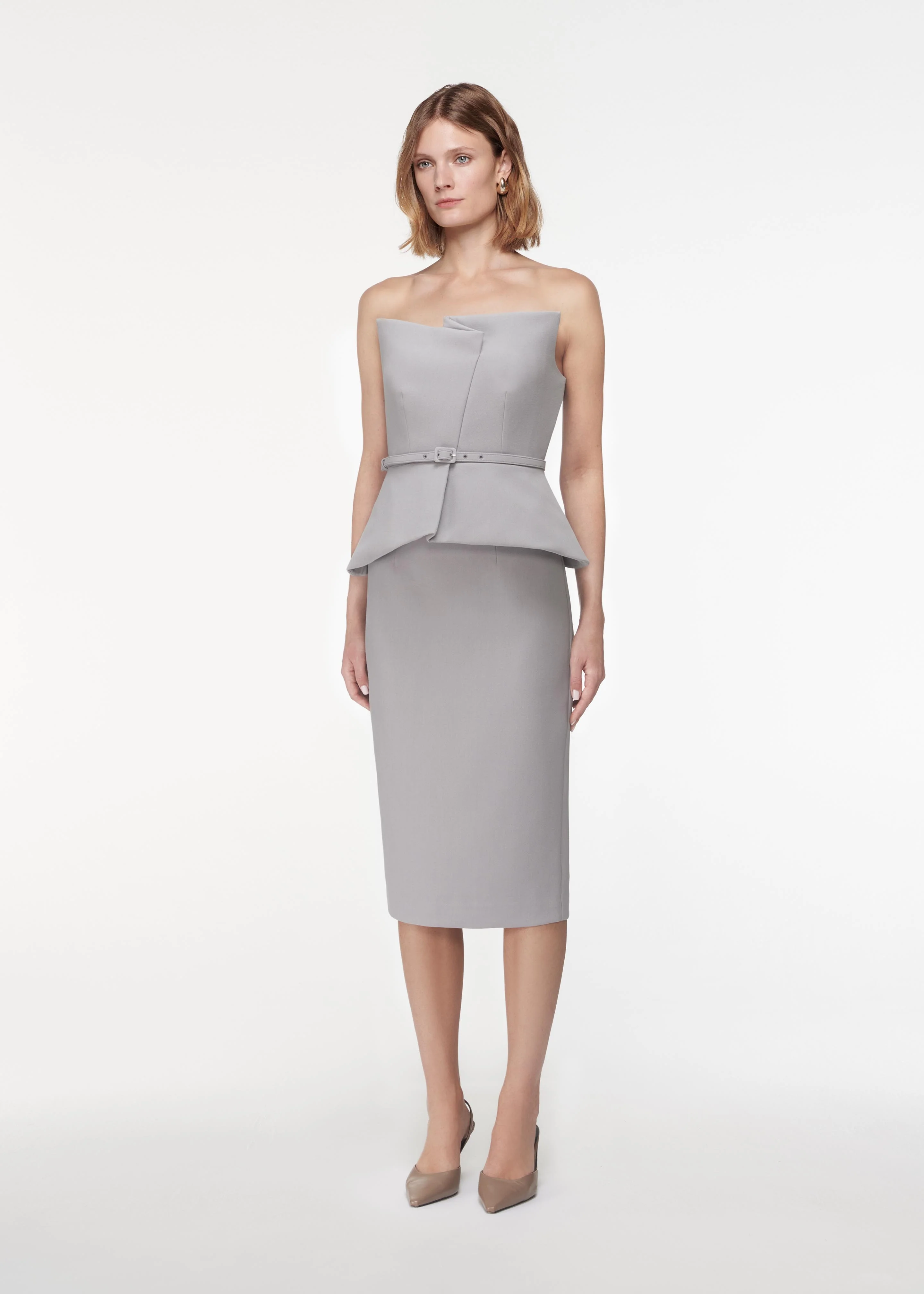Strapless Crepe Peplum Top - Image 2