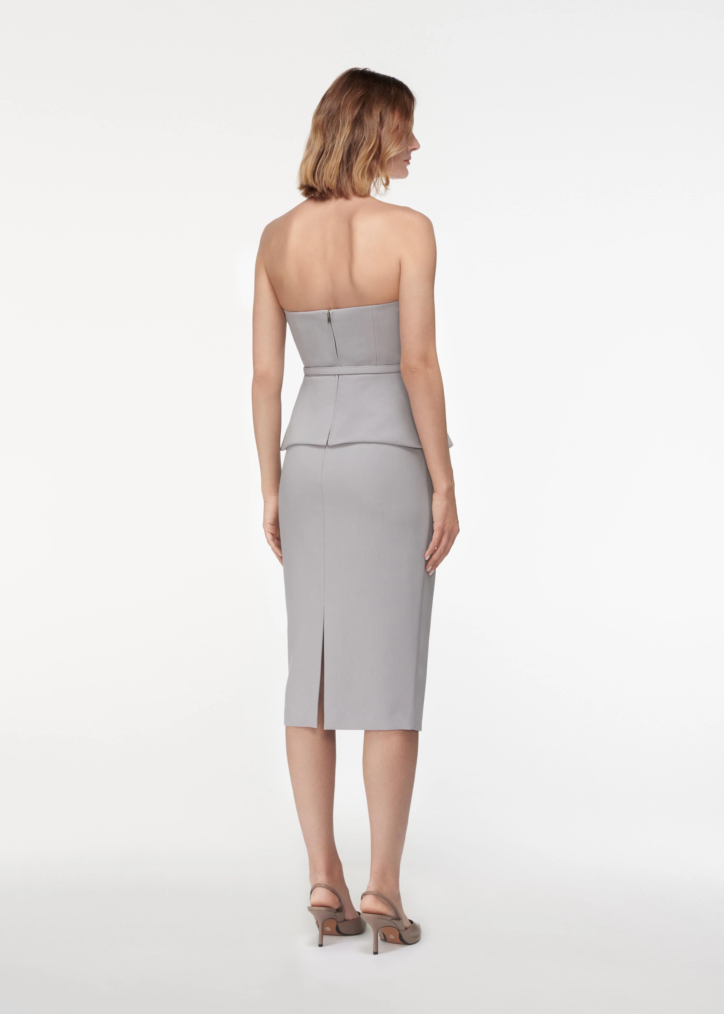 Strapless Crepe Peplum Top - Image 3