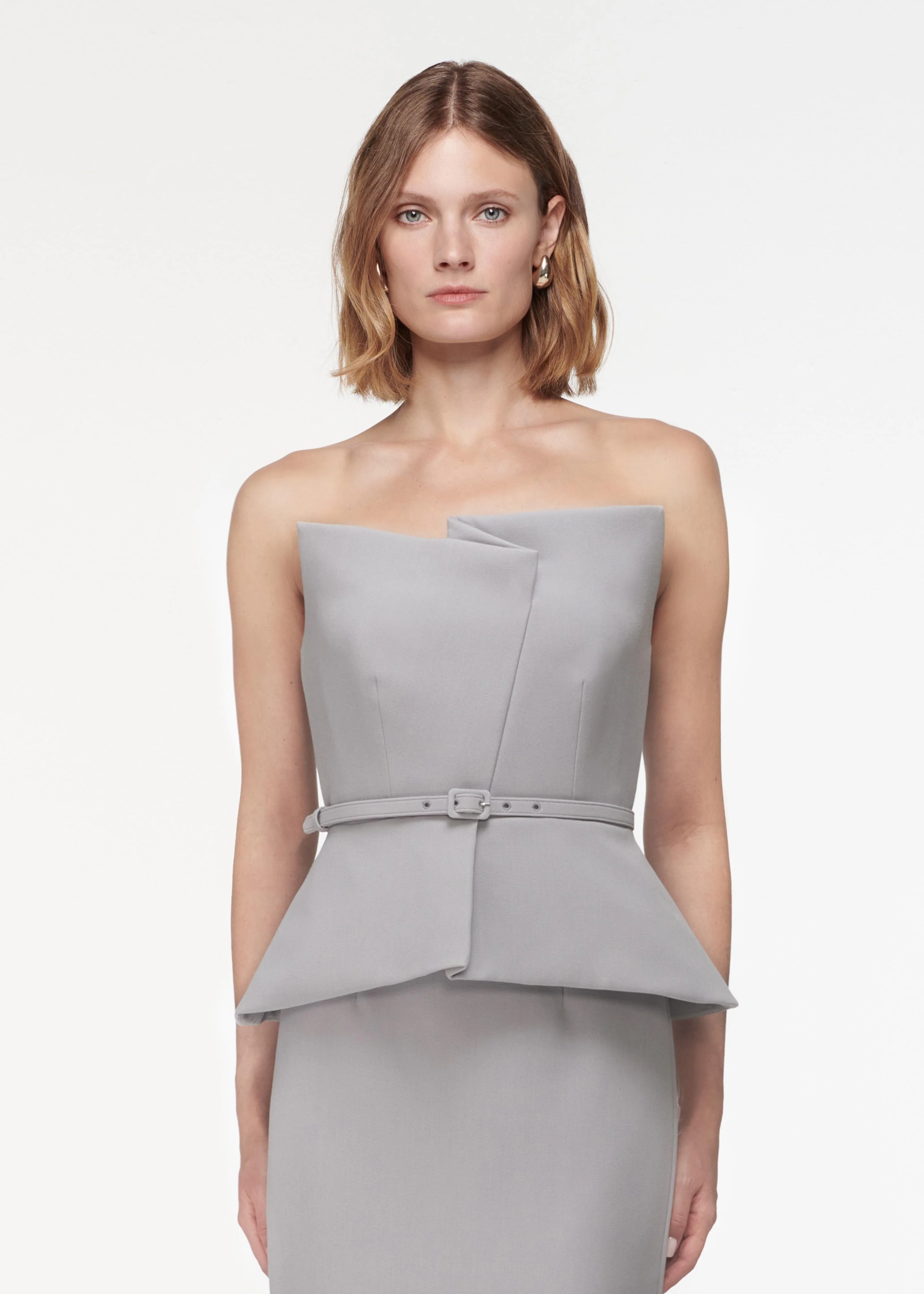 Strapless Crepe Peplum Top - Image 4