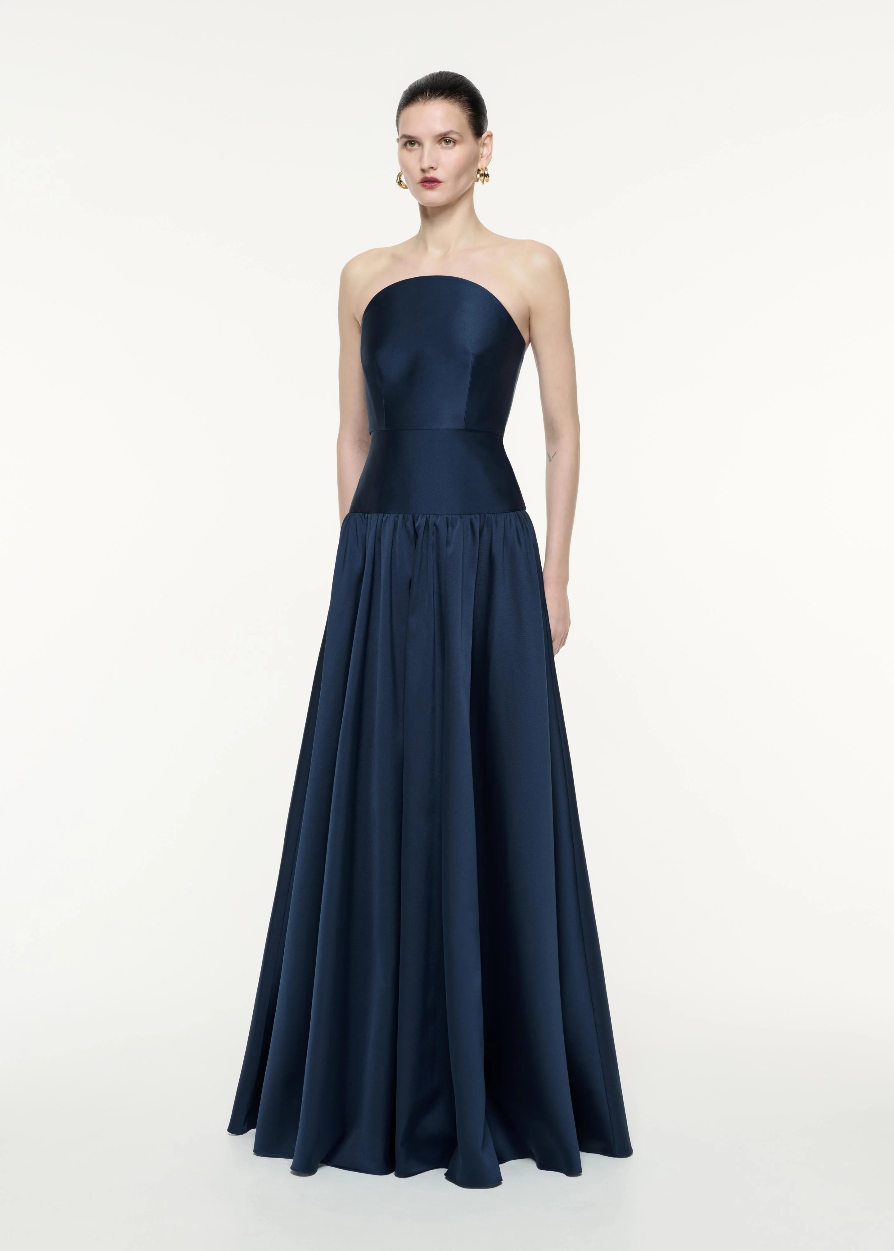 Strapless Curved Detail Taffeta Gown - Image 2