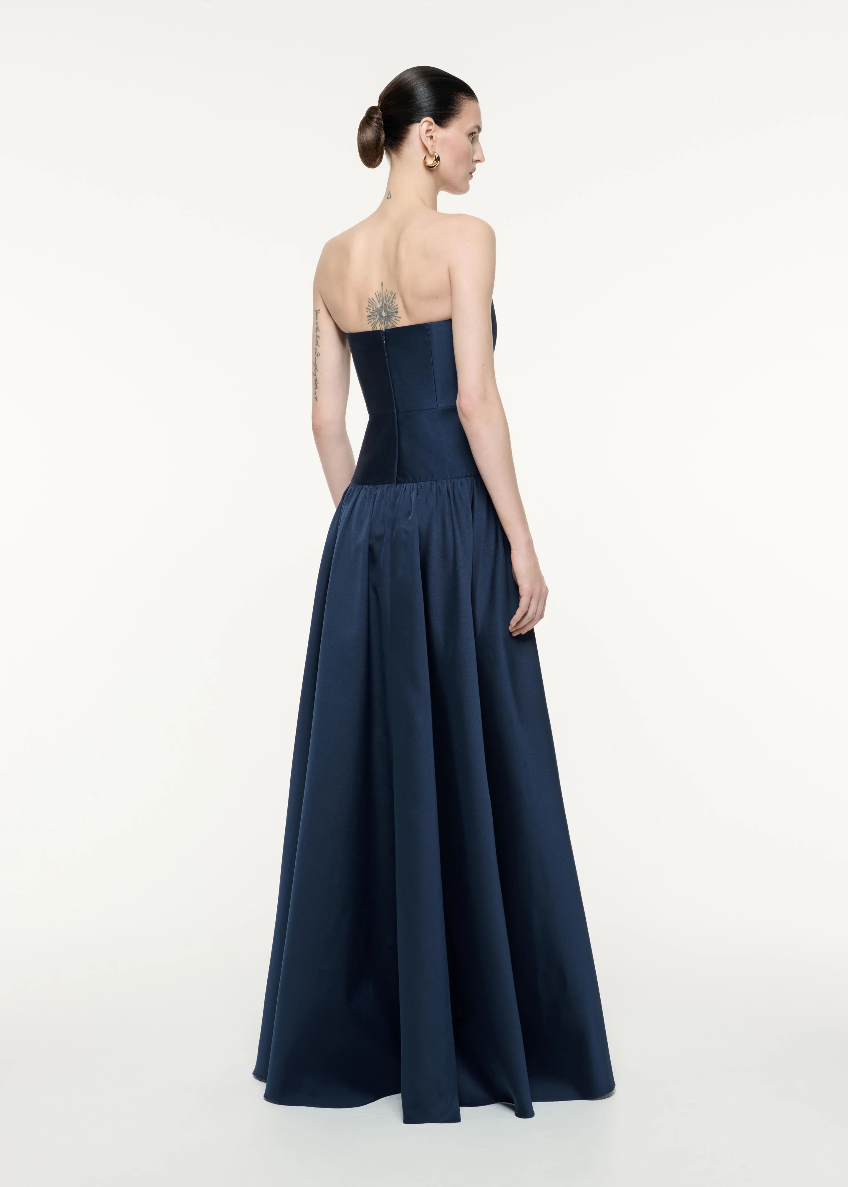 Strapless Curved Detail Taffeta Gown - Image 3