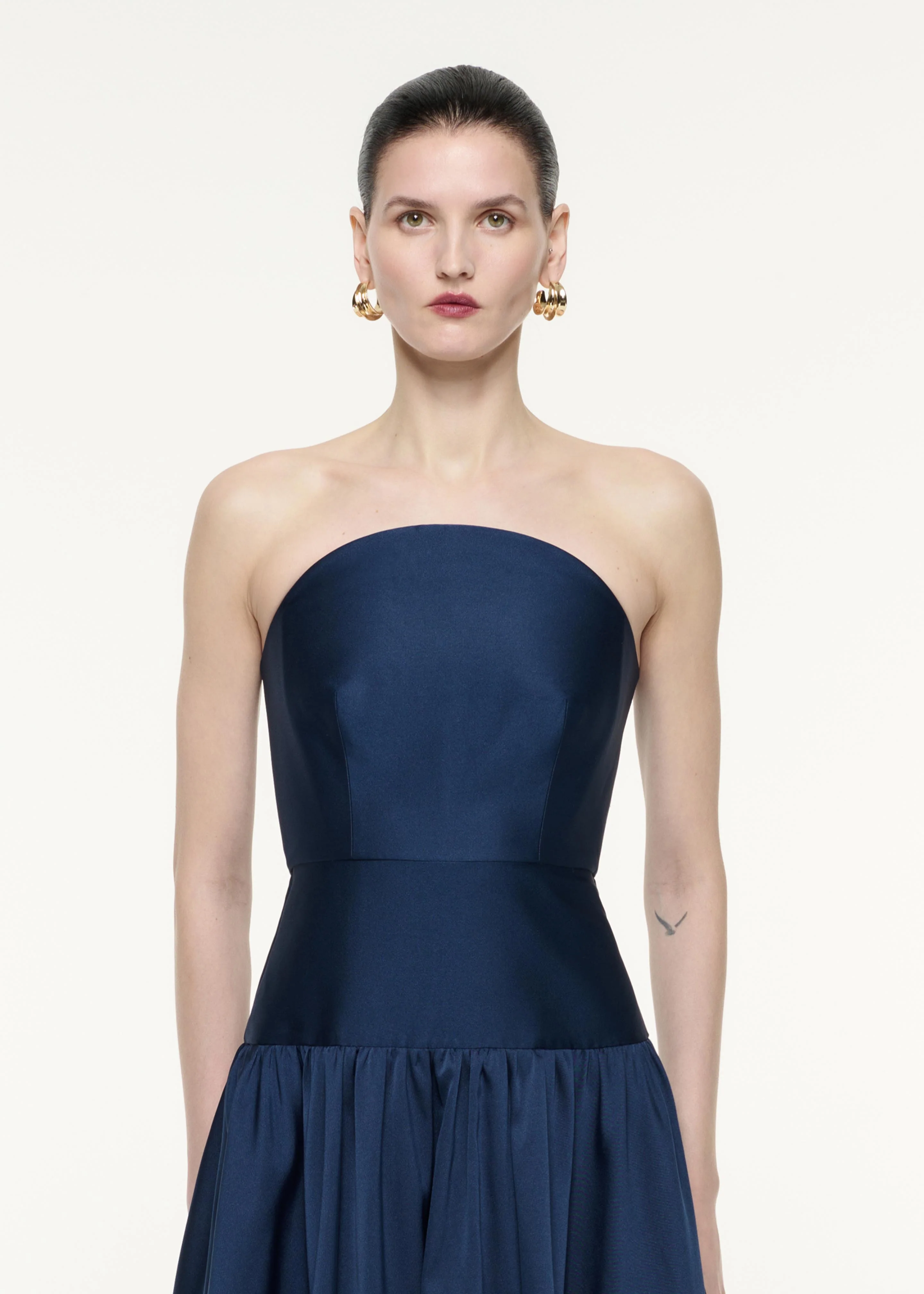 Strapless Curved Detail Taffeta Gown - Image 4