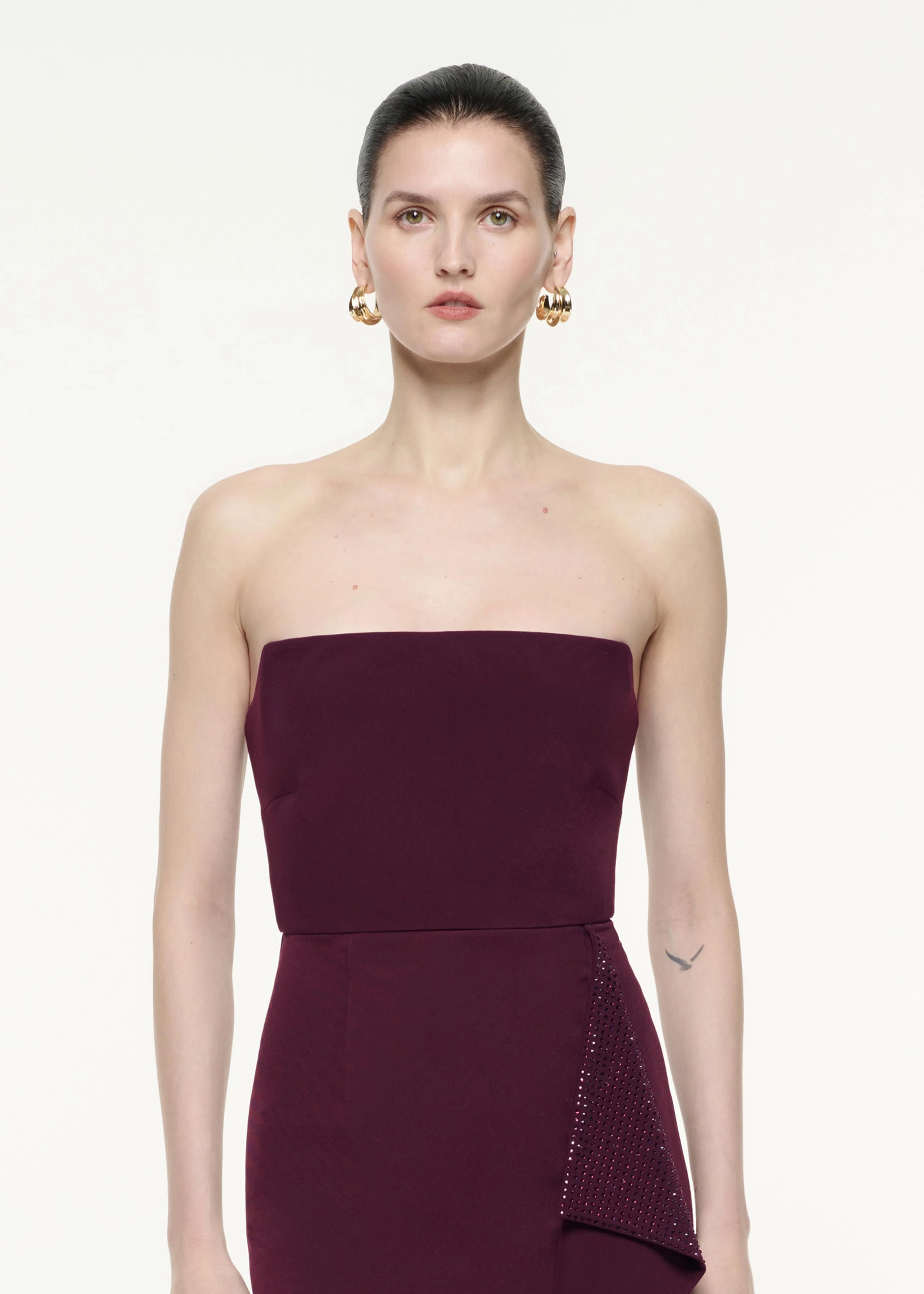 Strapless Diamante Ruffle Midi Dress - Image 4