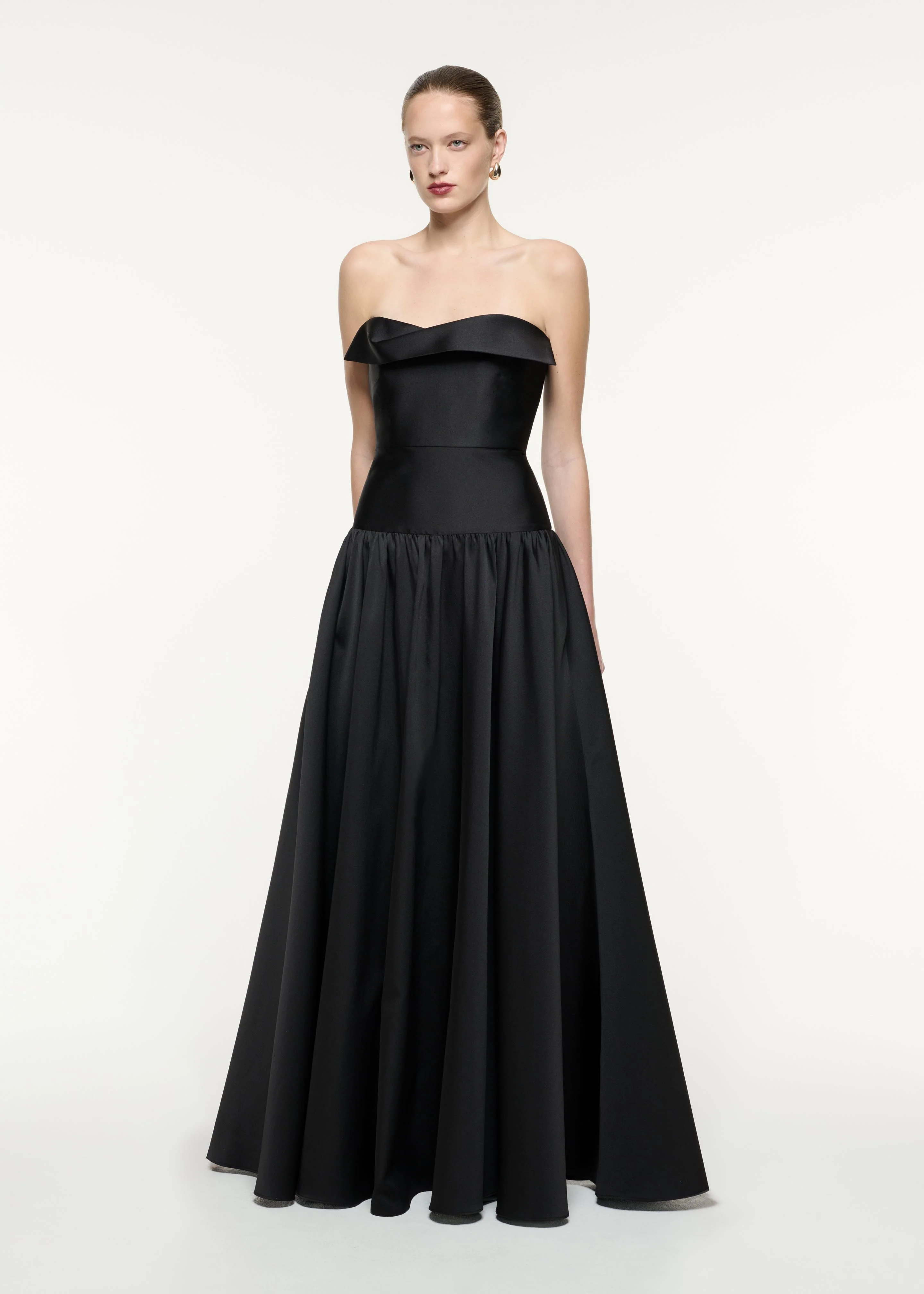Strapless Drape Detail Taffeta Gown - Image 2