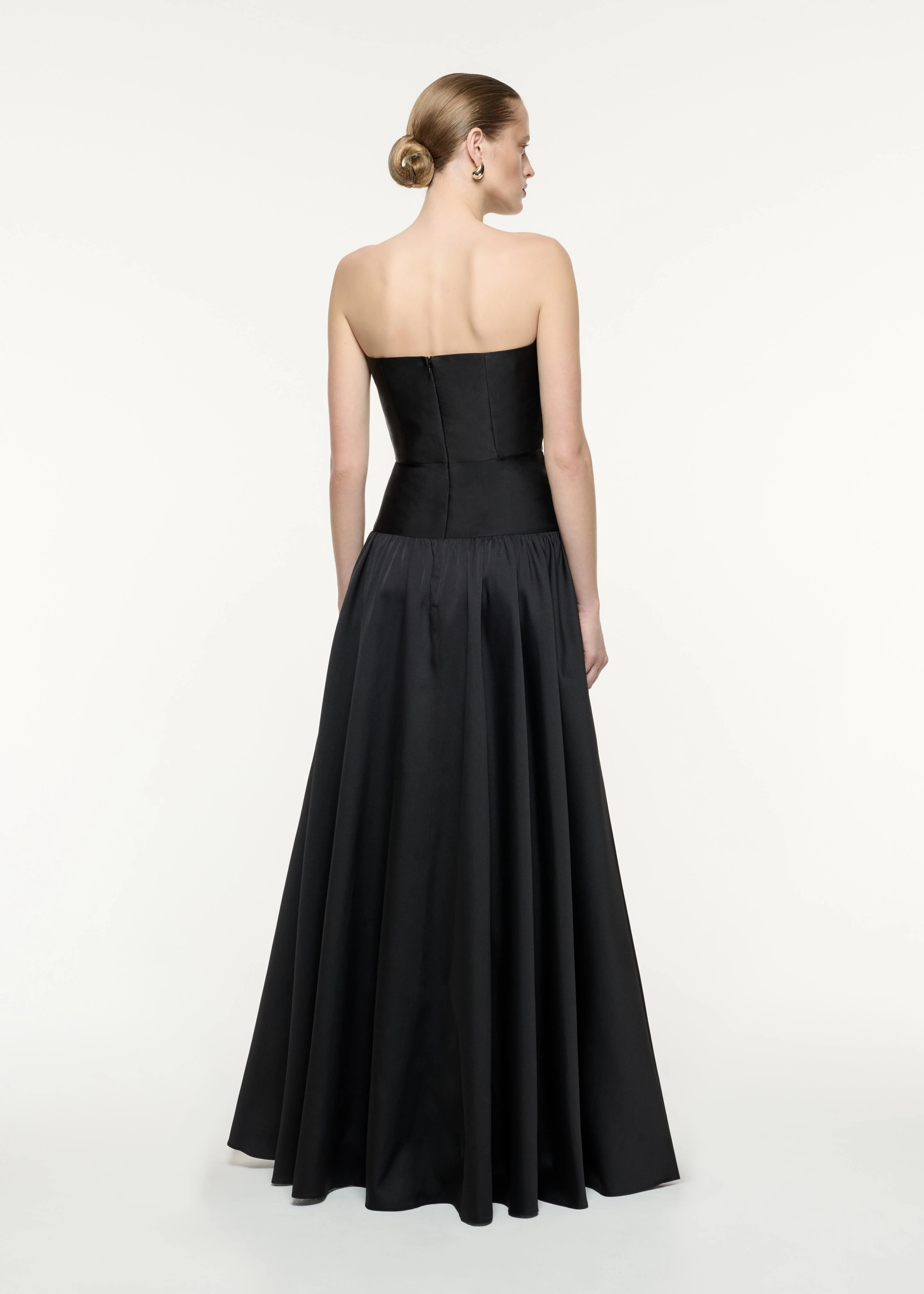 Strapless Drape Detail Taffeta Gown - Image 3