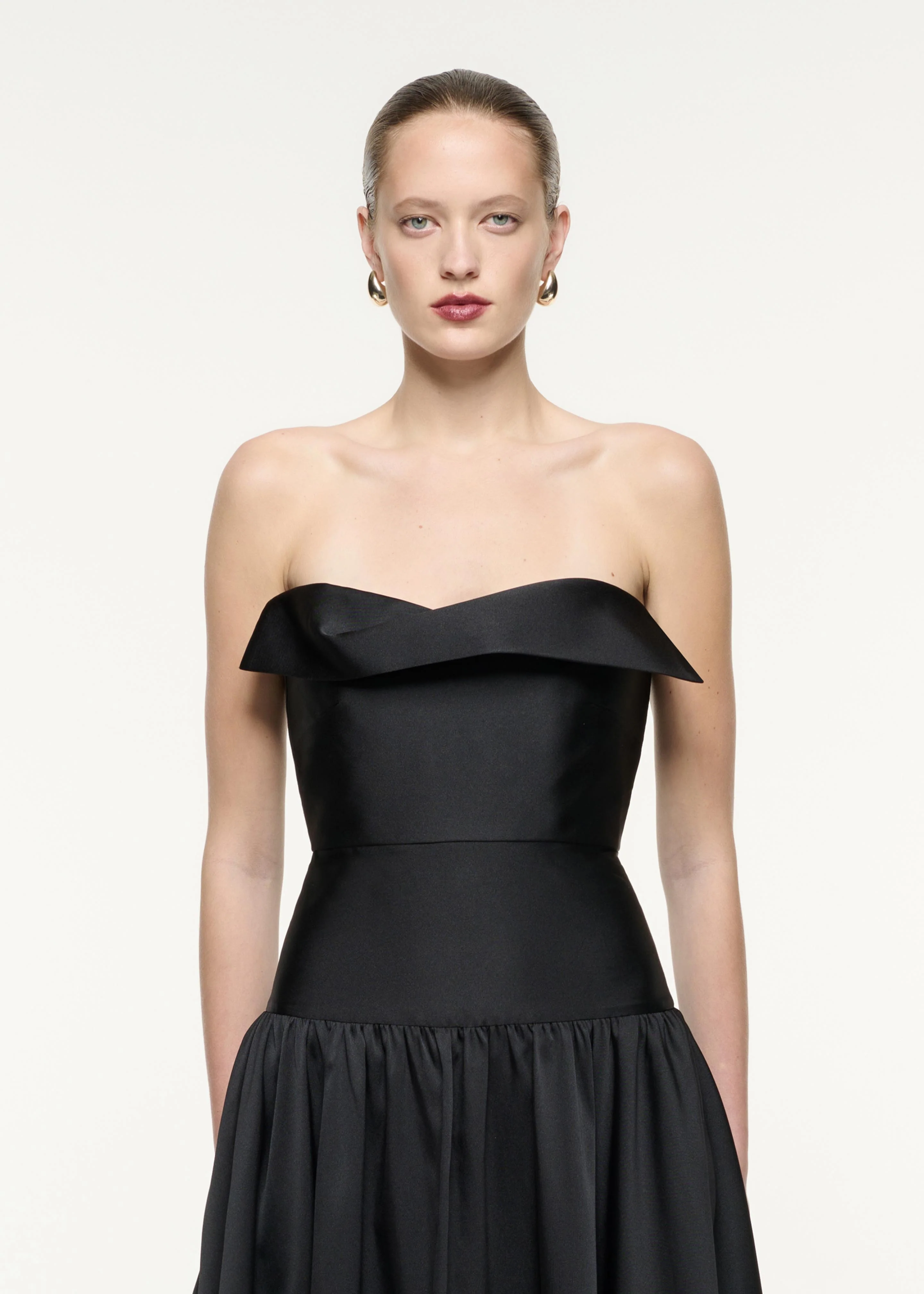 Strapless Drape Detail Taffeta Gown - Image 4