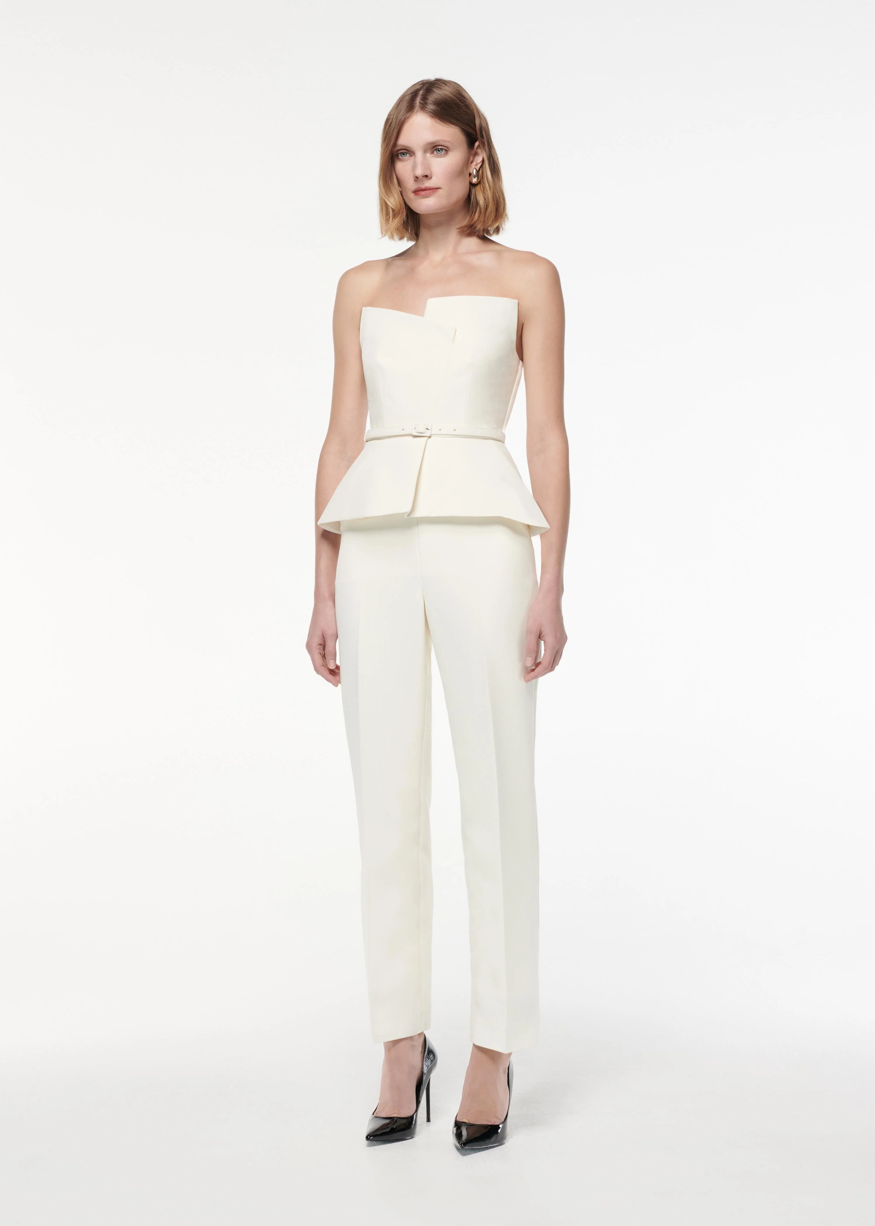 Strapless Peplum Crepe Jumpsuit - Image 2