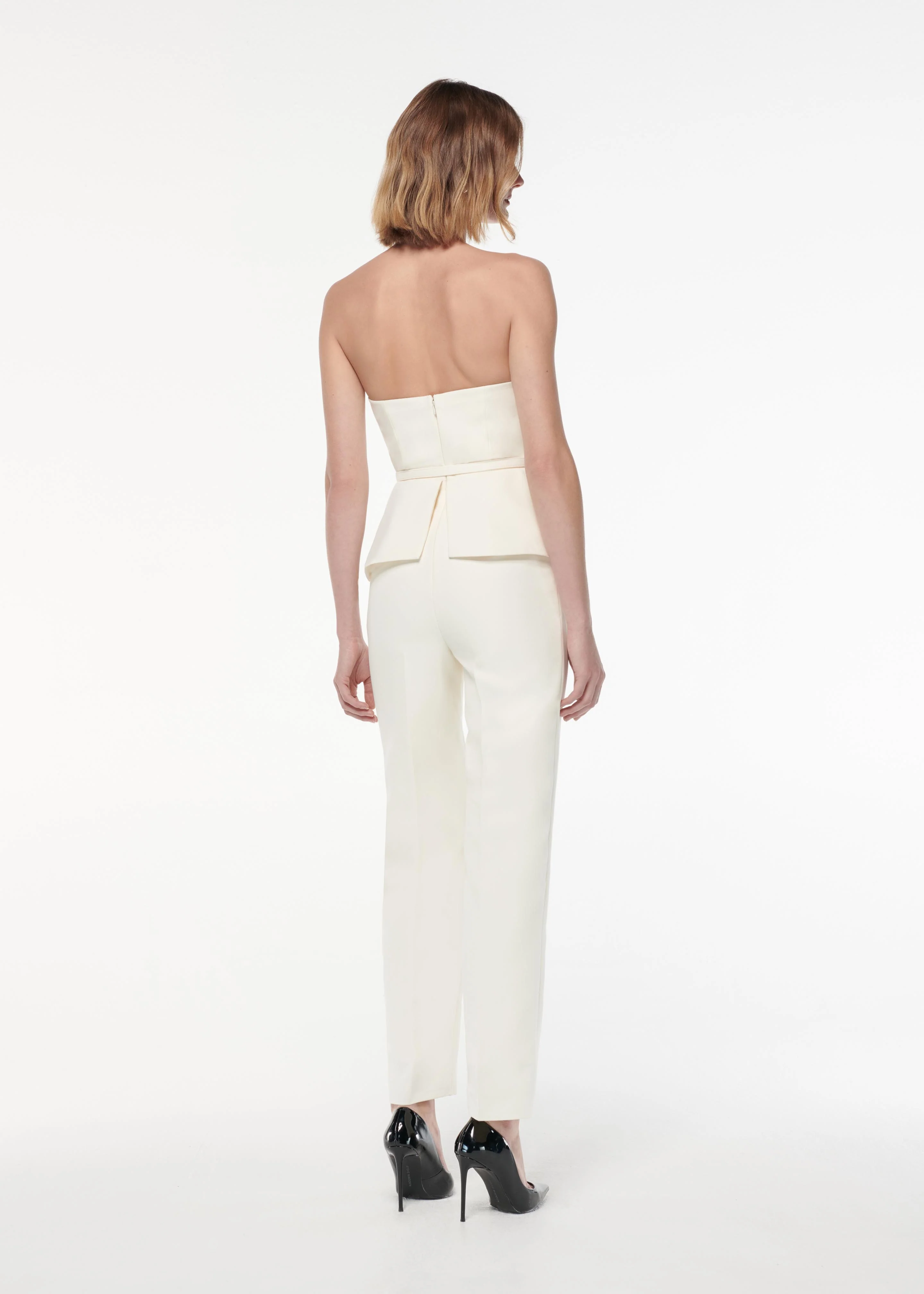 Strapless Peplum Crepe Jumpsuit - Image 3