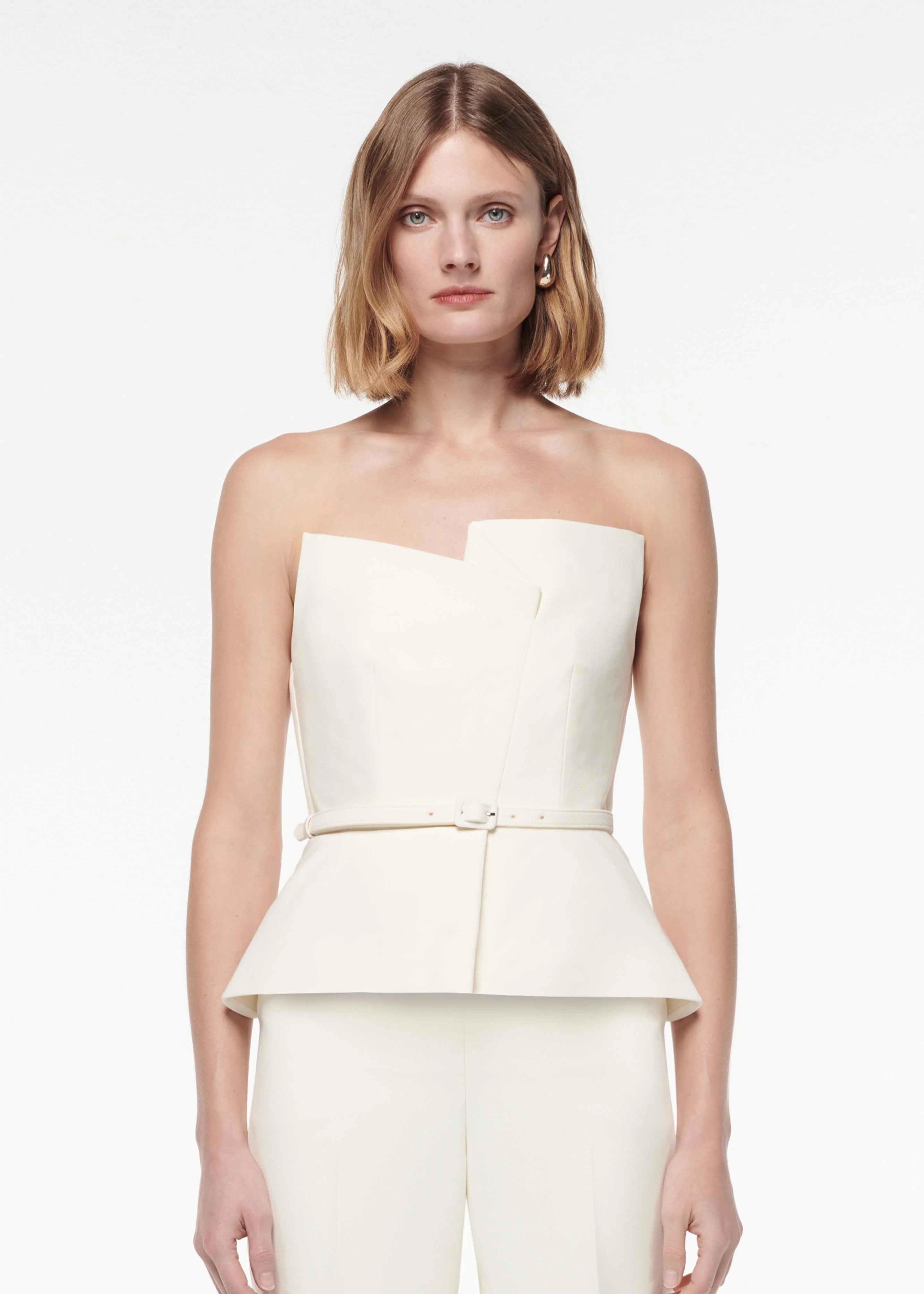 Strapless Peplum Crepe Jumpsuit - Image 4