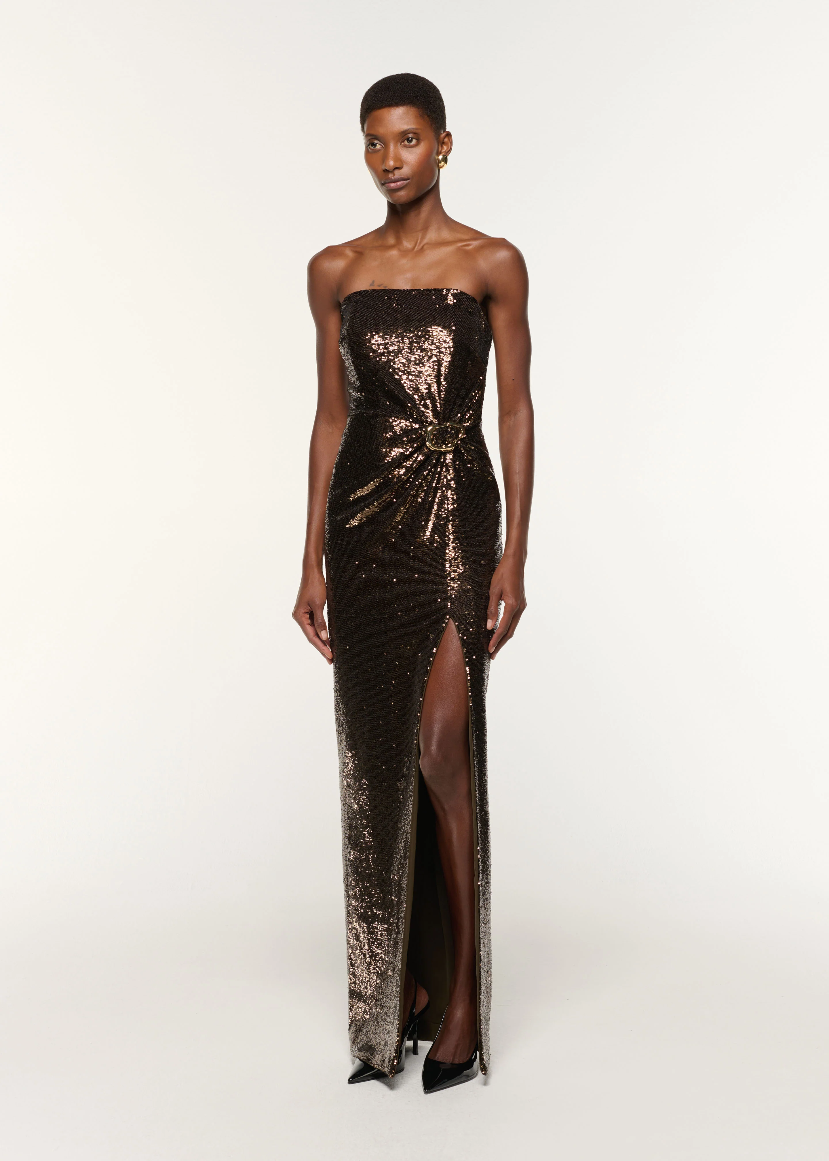 Strapless Sequin Buckle Gown - Image 2