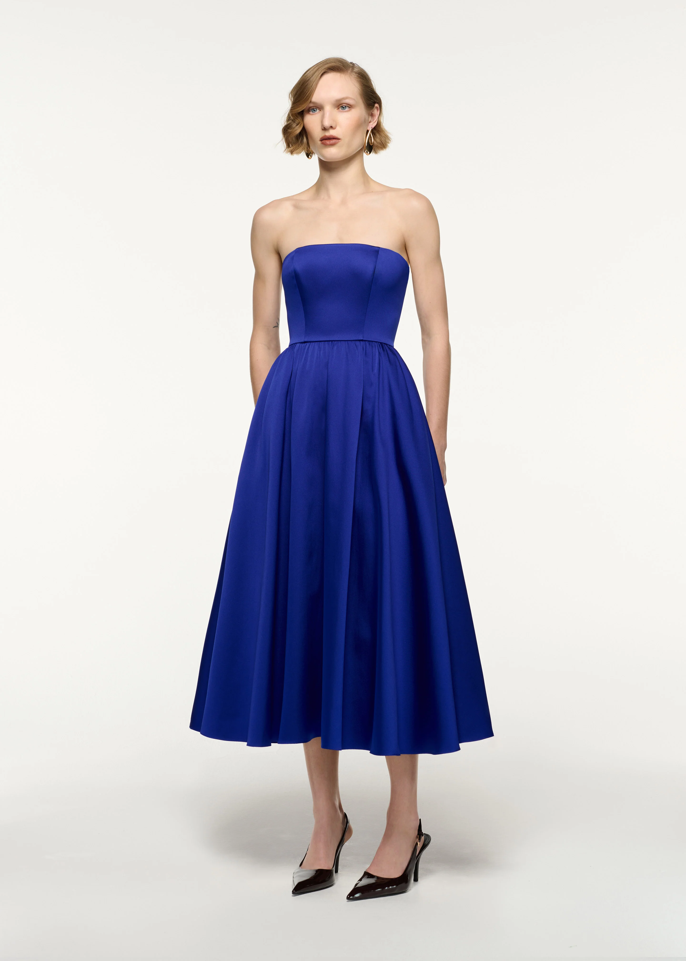 Strapless Taffeta Midi Dress - Image 2