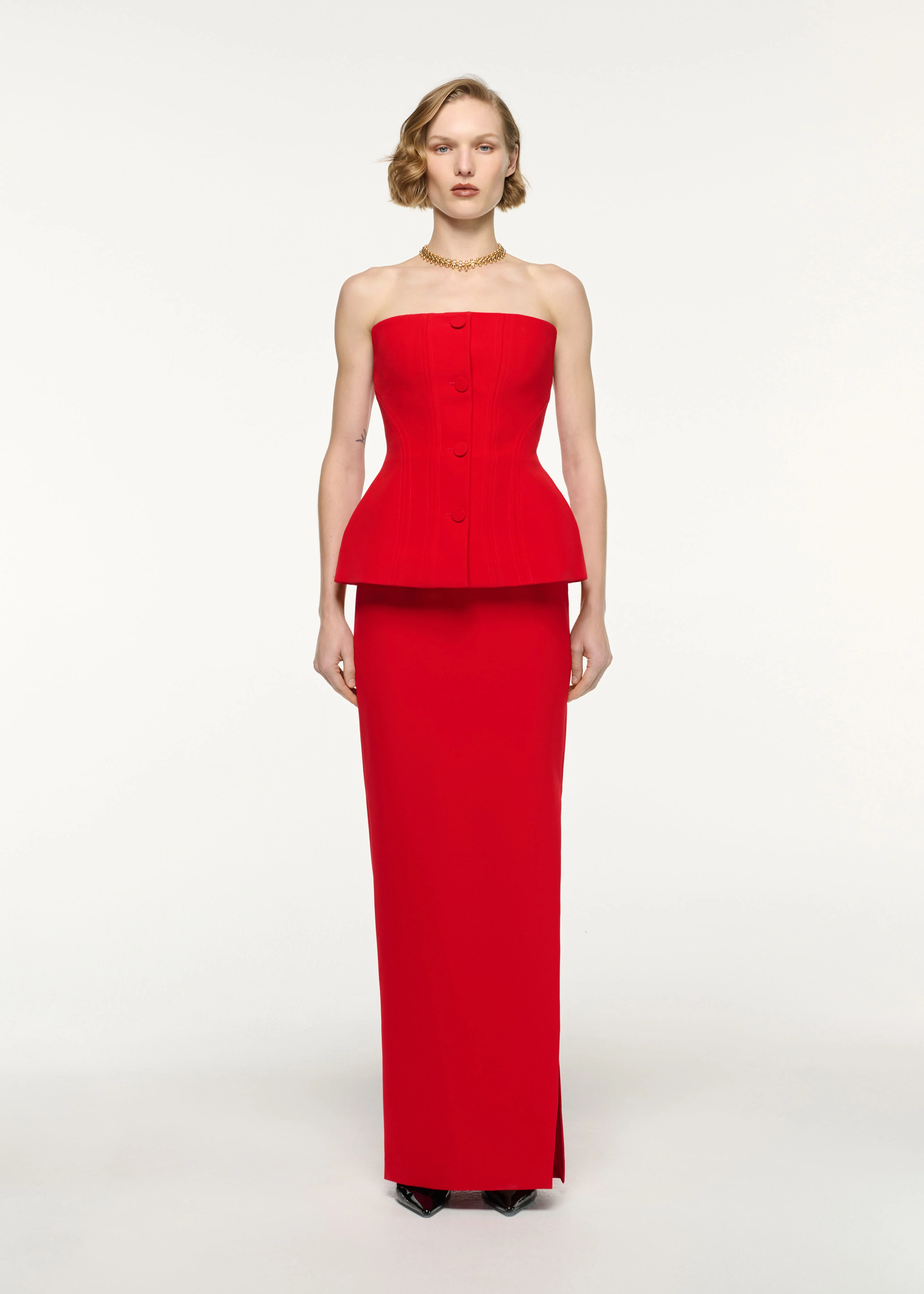 Strapless Tailored Crepe Gown