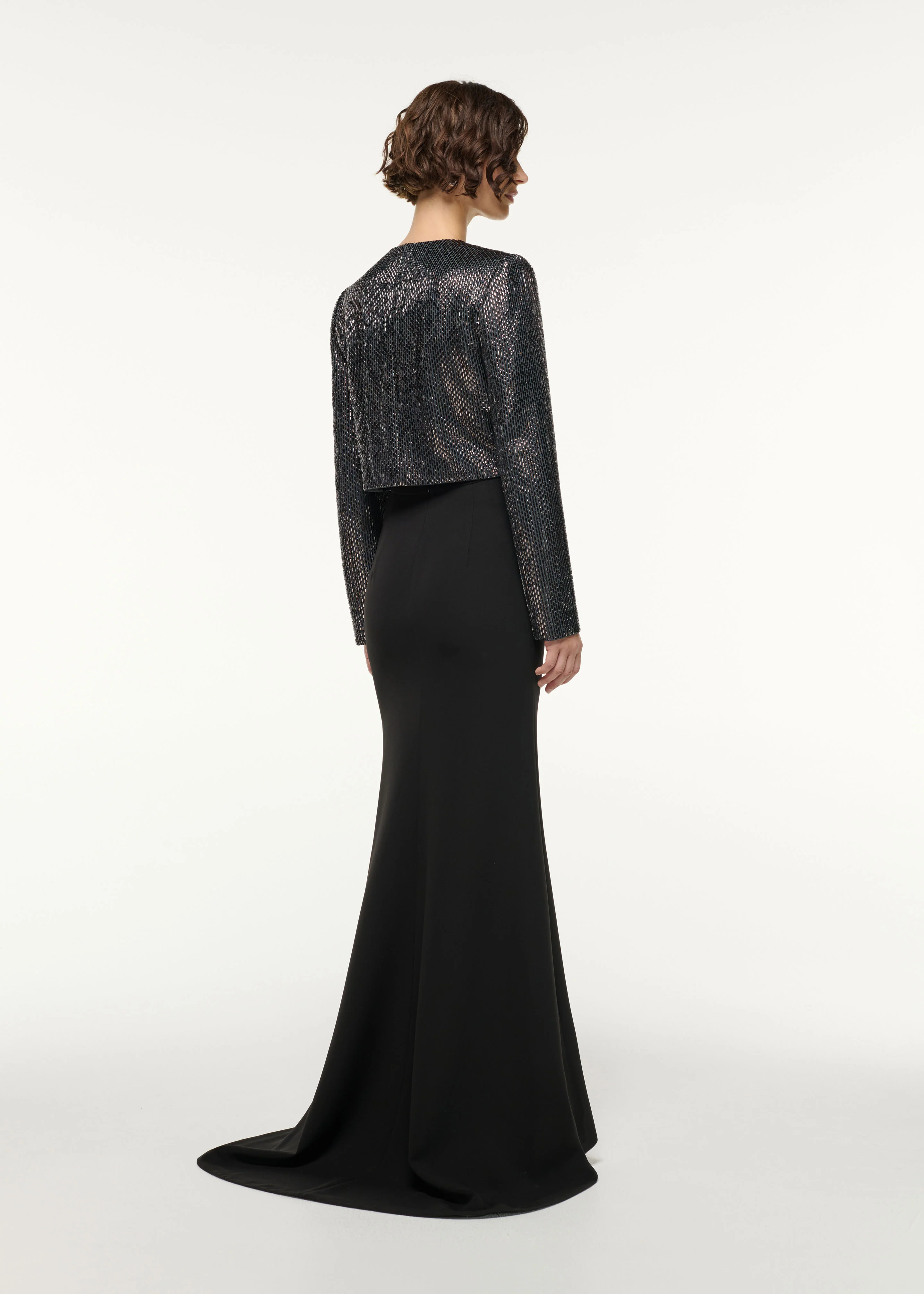 Structured Diamante Cropped Jacket - Image 3