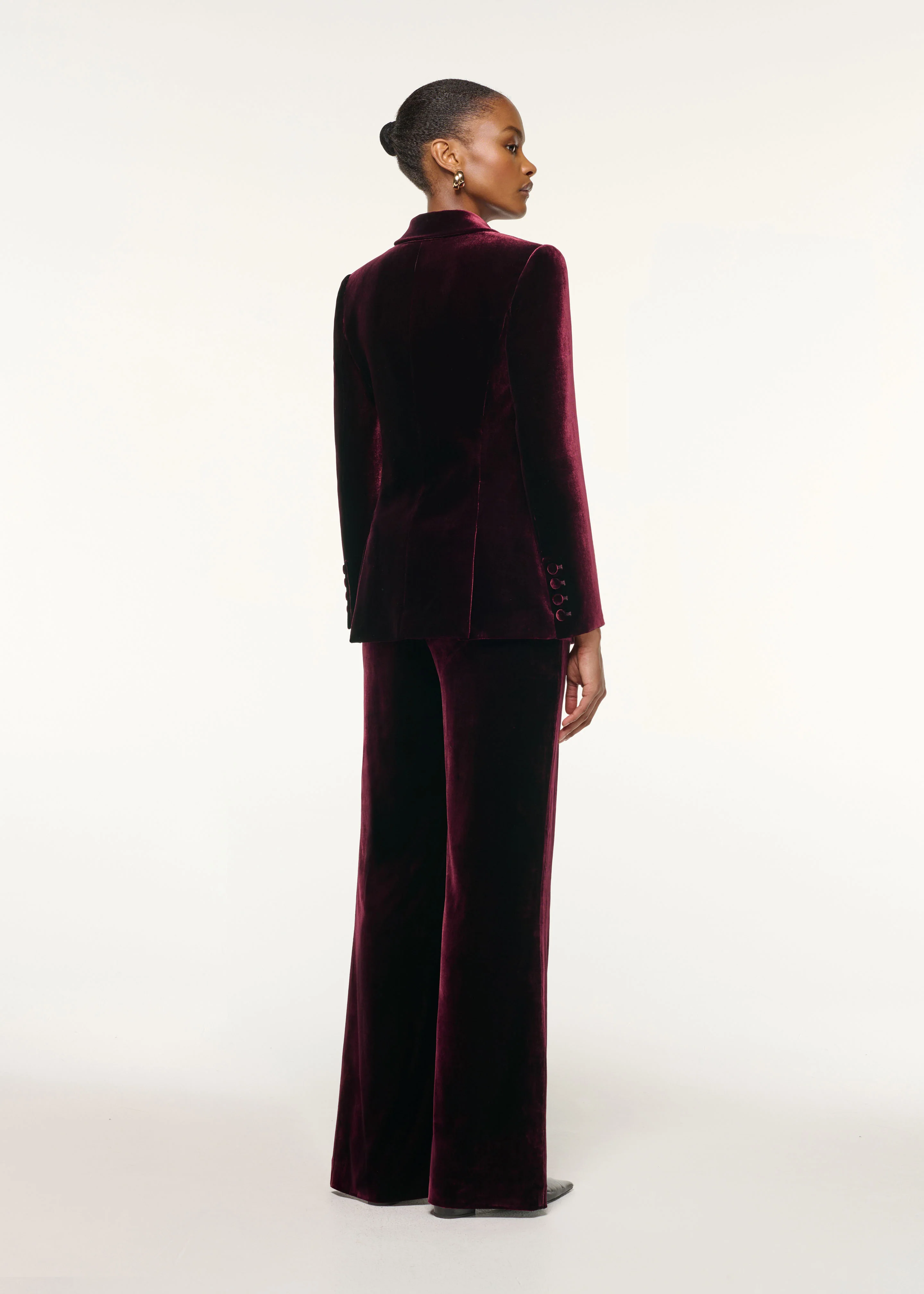 Tailored Velvet Wide Leg Trouser - Image 3