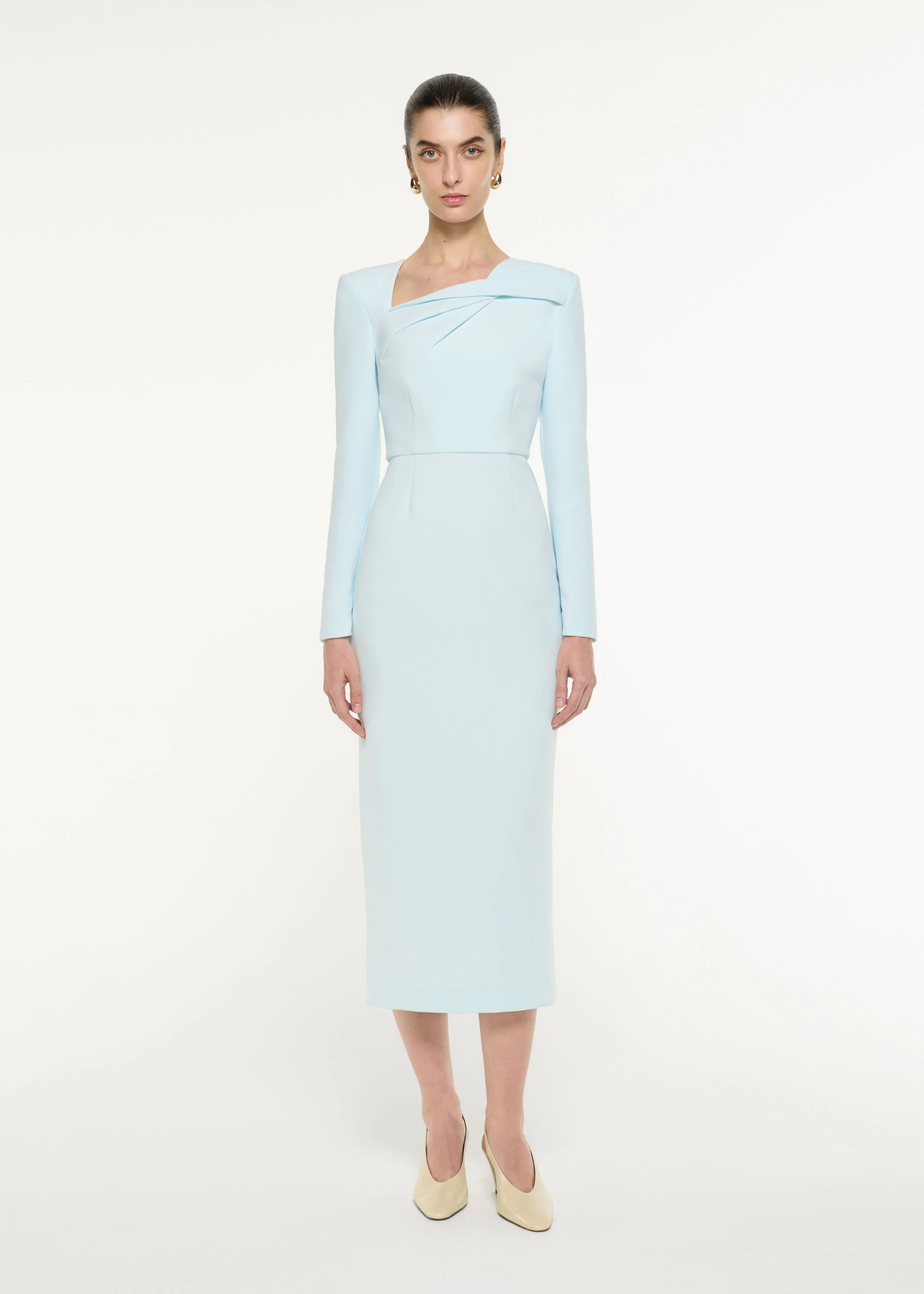 Tri-fold Drape Midi Dress